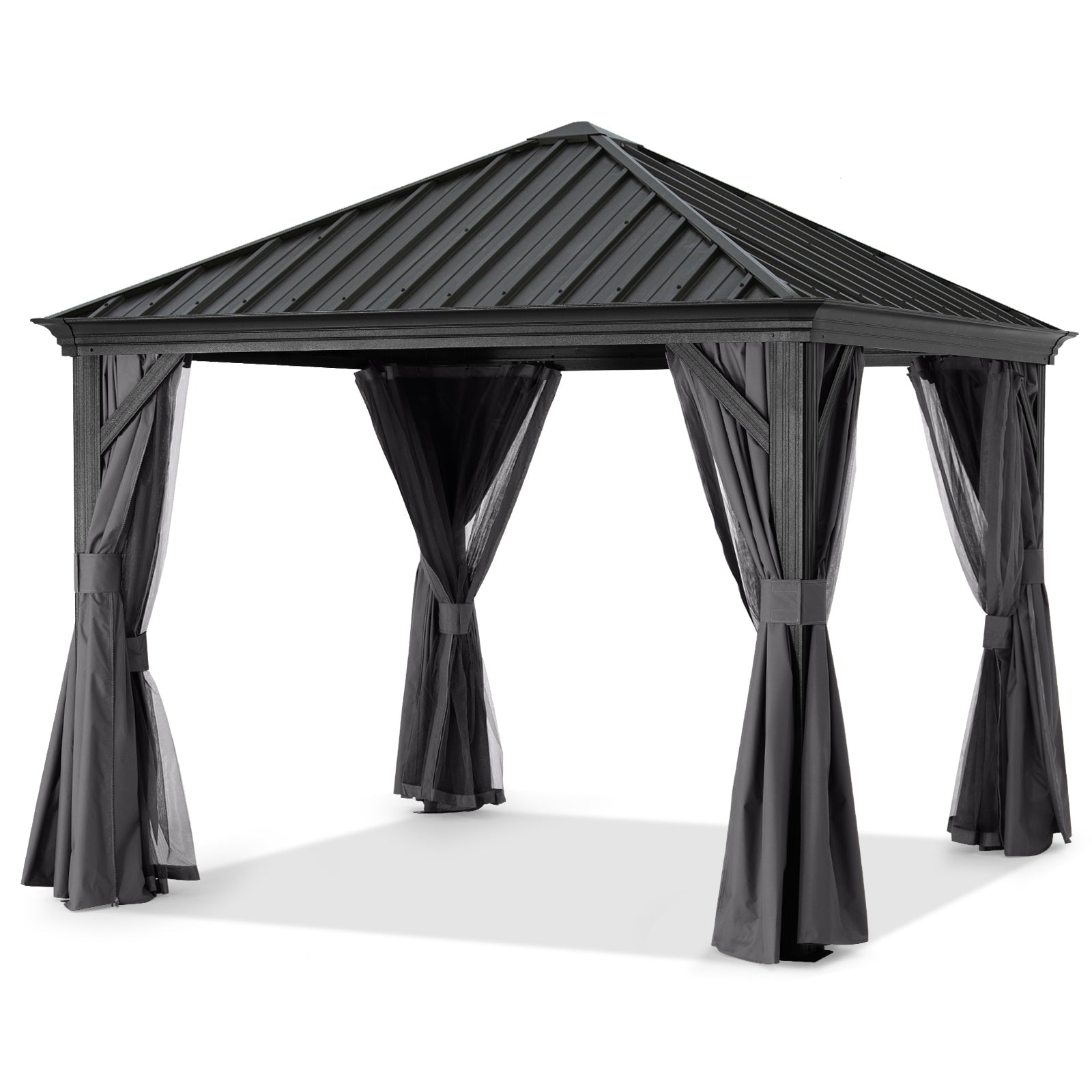Hardtop Gazebo - Outdoor Permanent Gazebo with Netting