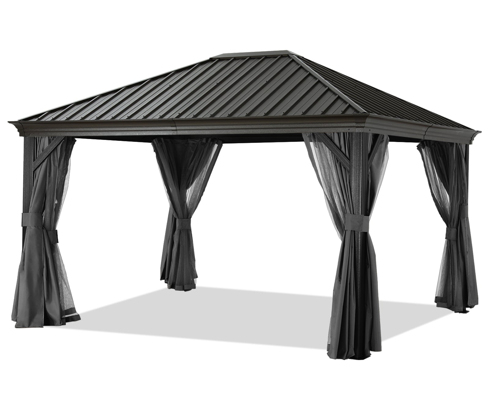 Hardtop Gazebo - Outdoor Permanent Gazebo with Netting