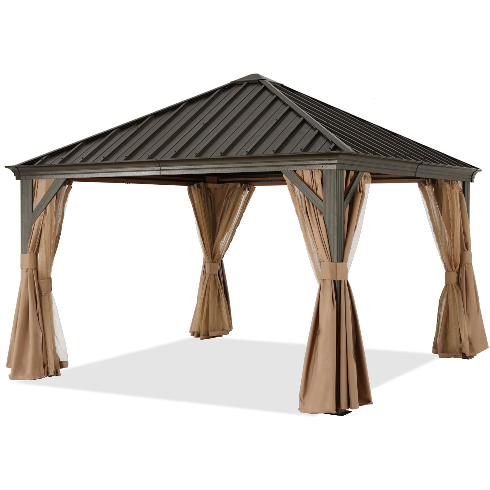 Hardtop Gazebo - Outdoor Permanent Gazebo with Netting