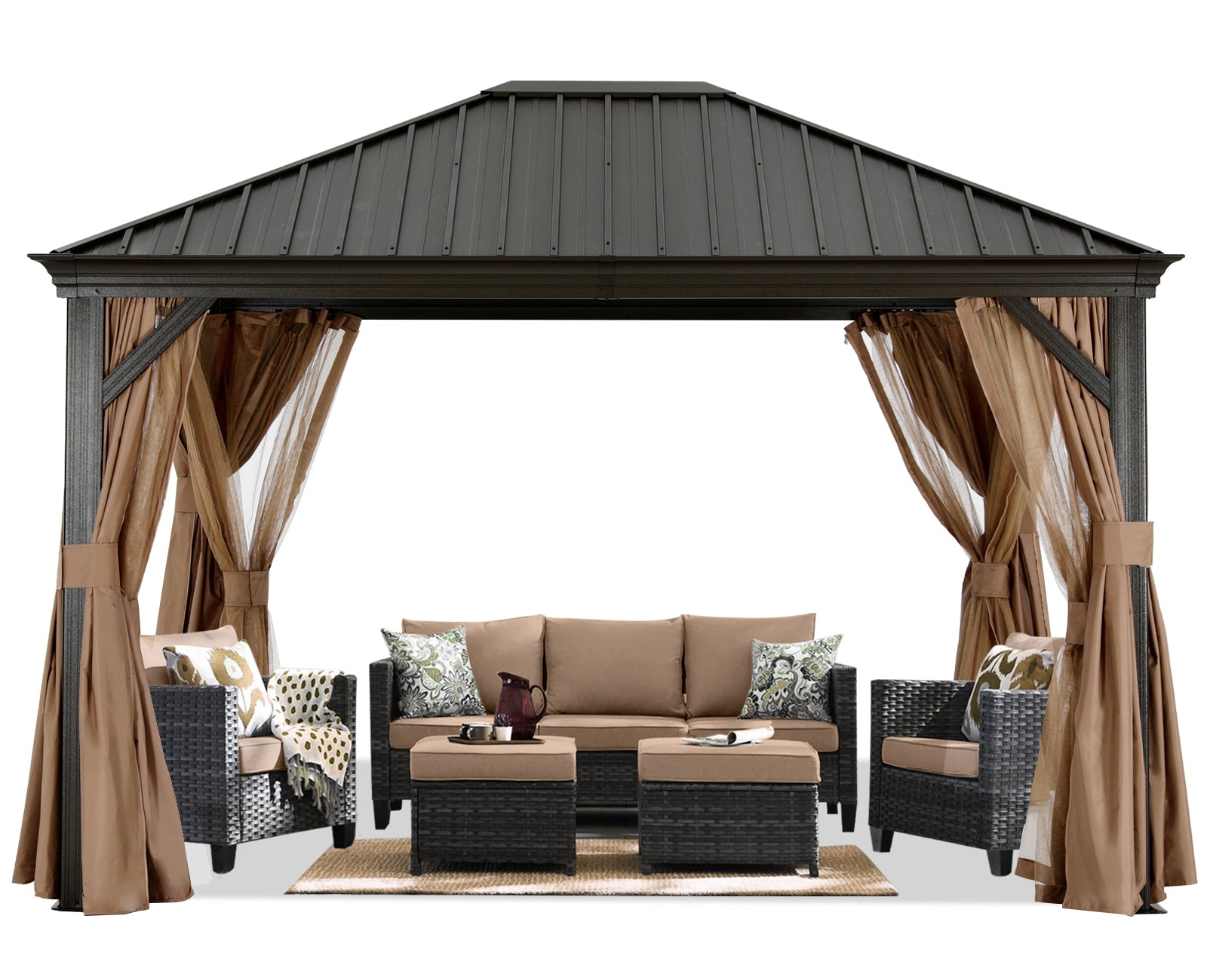 Hardtop Gazebo - Outdoor Permanent Gazebo with Netting
