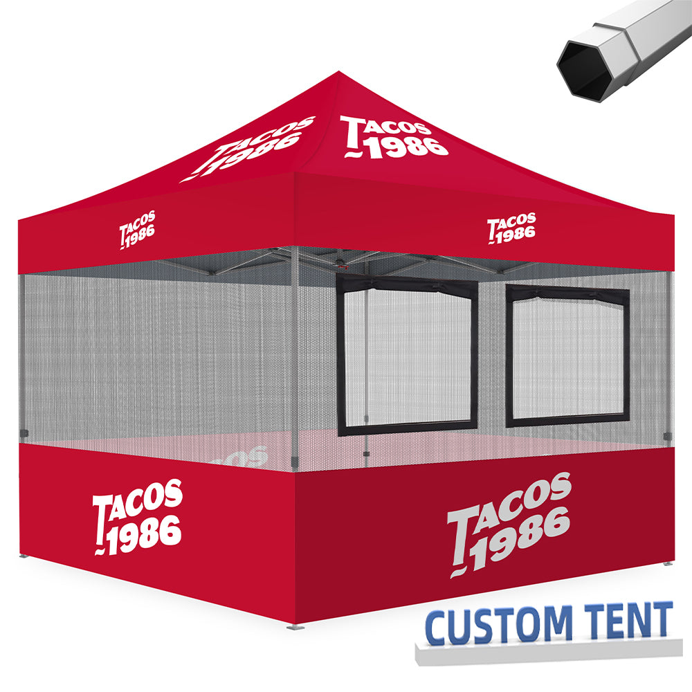Custom Canopy Food Booth with Windows & Mesh