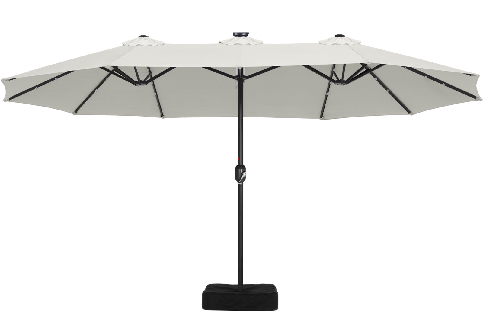 15FT Patio Umbrella with Solar Lights Double-Sided Large Umbrella Outdoor Market Rectangle Umbrellas