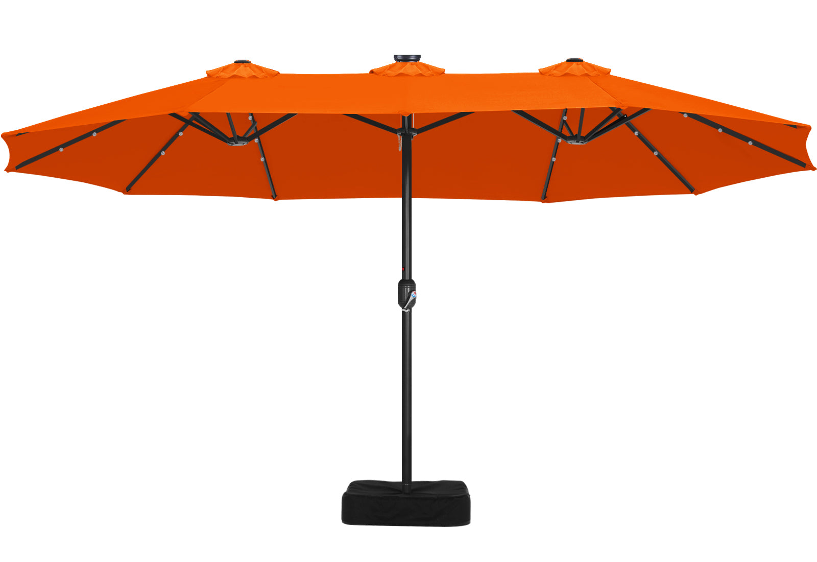 15FT Patio Umbrella with Solar Lights Double-Sided Large Umbrella Outdoor Market Rectangle Umbrellas