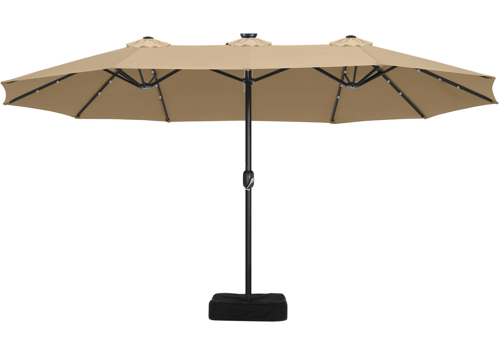15FT Patio Umbrella with Solar Lights Double-Sided Large Umbrella Outdoor Market Rectangle Umbrellas