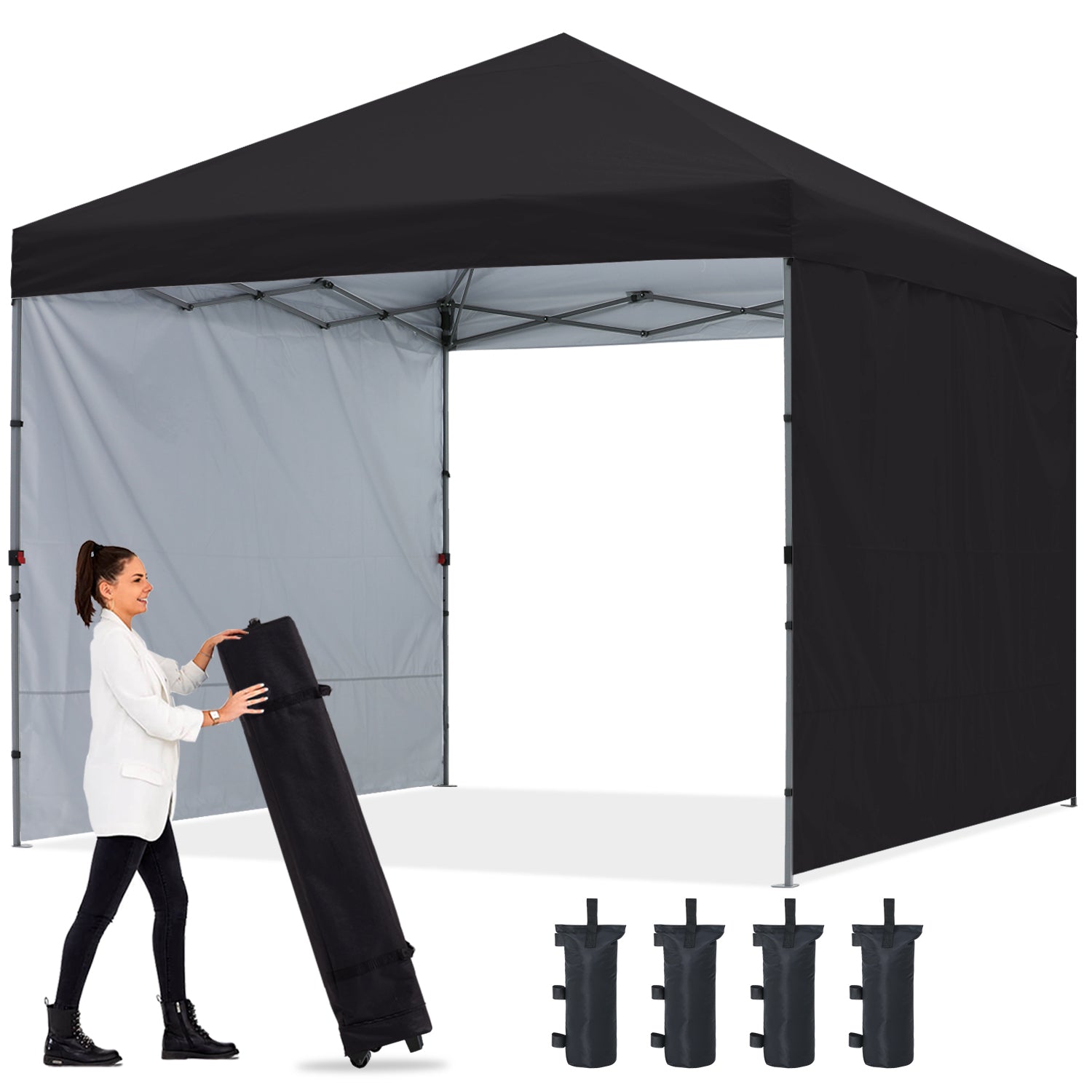 Outdoor Easy Pop‑up Canopy Tent with 2 Sun Walls