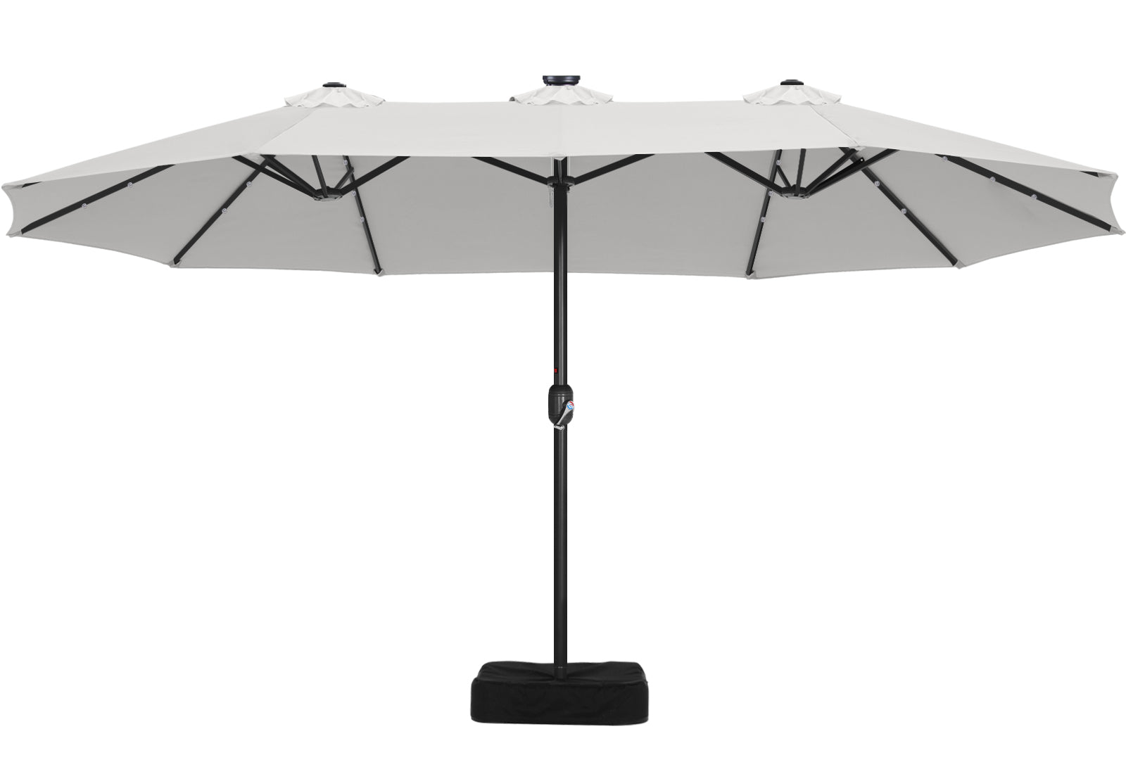 15FT Patio Umbrella with Solar Lights Double-Sided Large Umbrella Outdoor Market Rectangle Umbrellas