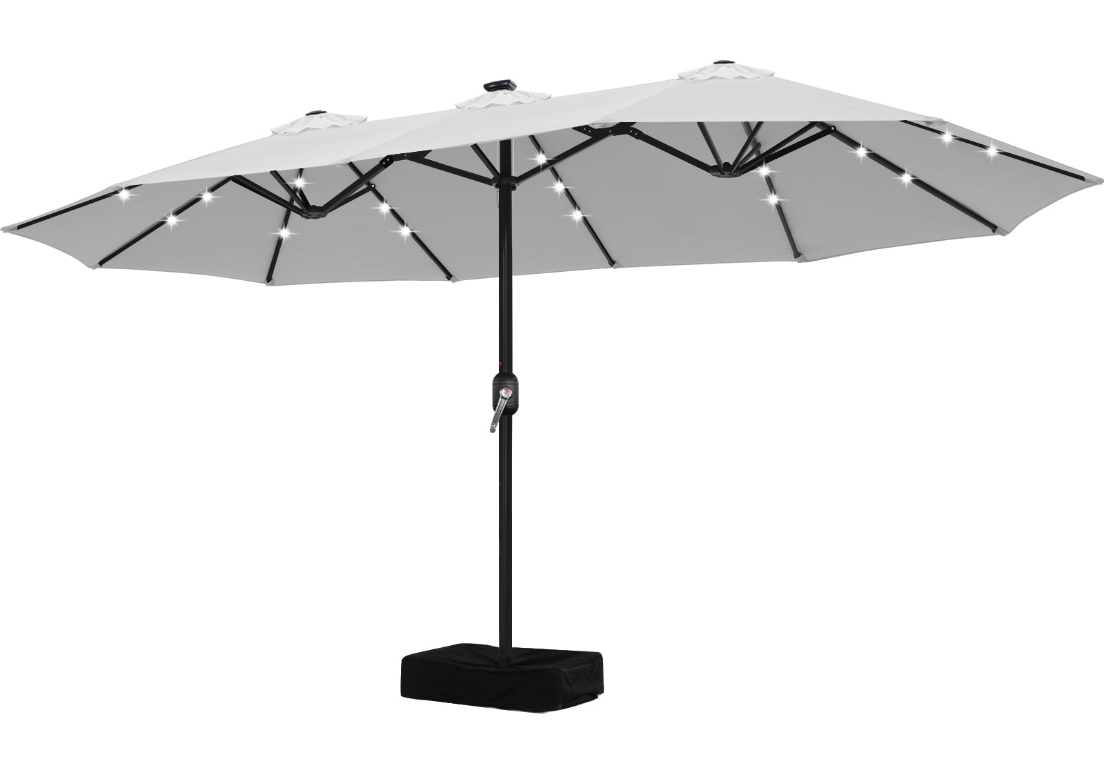 15FT Patio Umbrella with Solar Lights Double-Sided Large Umbrella Outdoor Market Rectangle Umbrellas