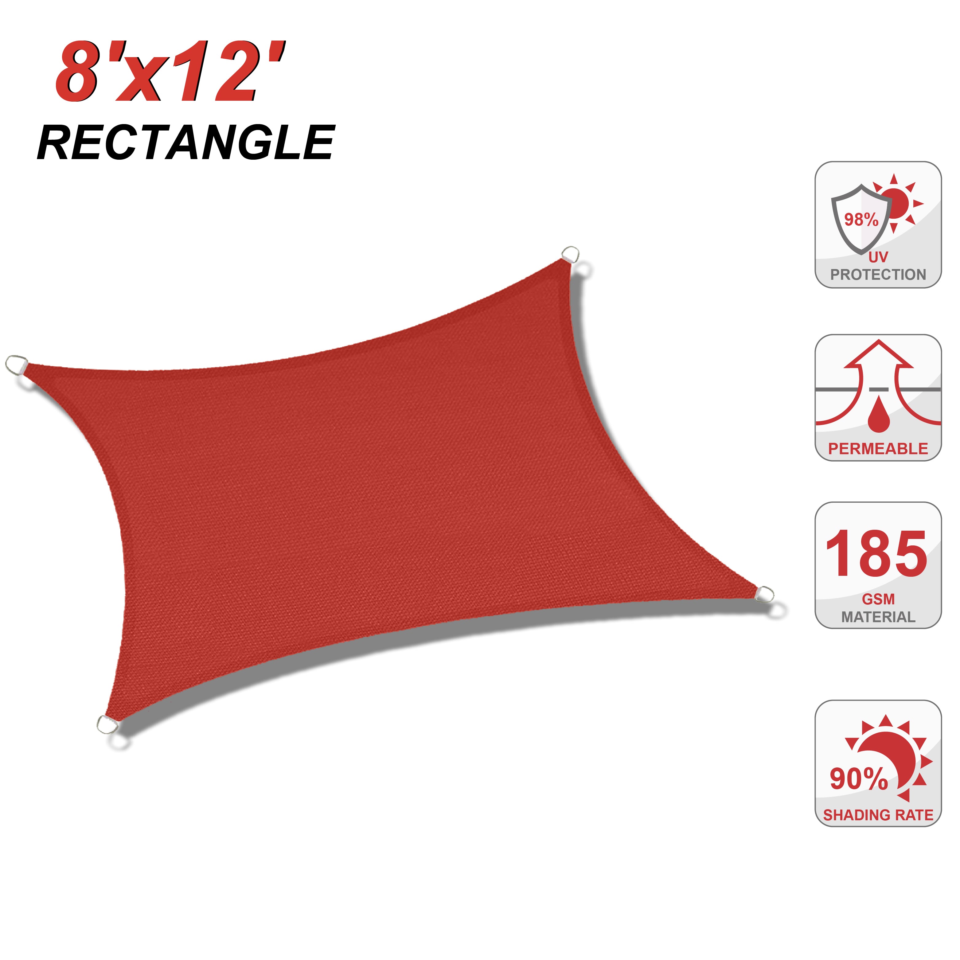 UV Block Sun Shade Sail for Patio, Deck, Backyard(Rectangle)