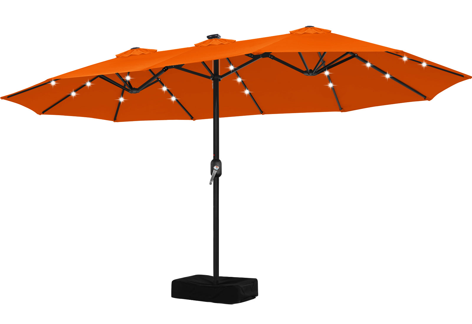 15FT Patio Umbrella with Solar Lights Double-Sided Large Umbrella Outdoor Market Rectangle Umbrellas