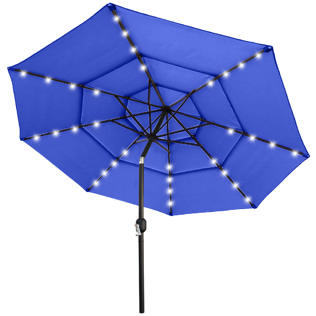 Solar 3 Tiers Patio Umbrella Outdoor with LED