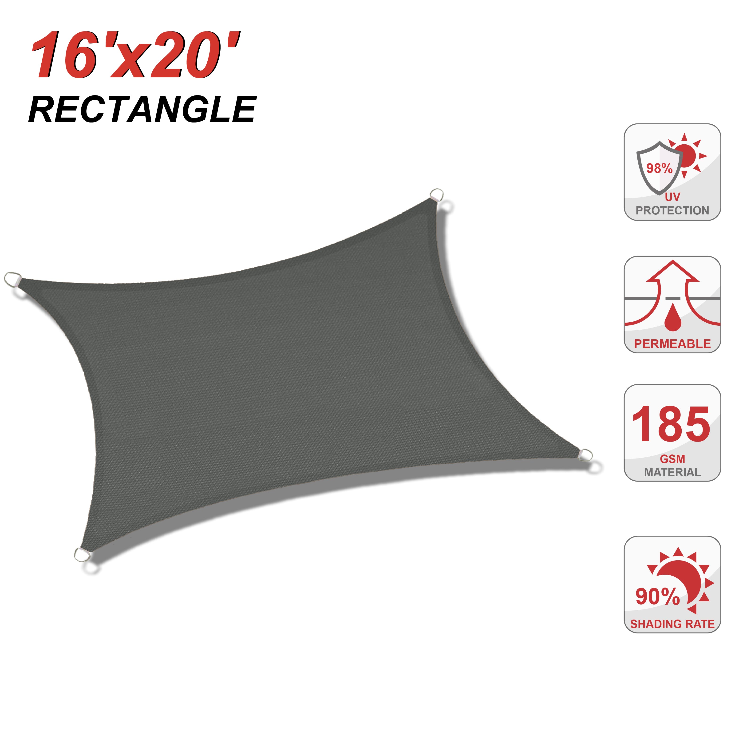 UV Block Sun Shade Sail for Patio, Deck, Backyard(Rectangle)