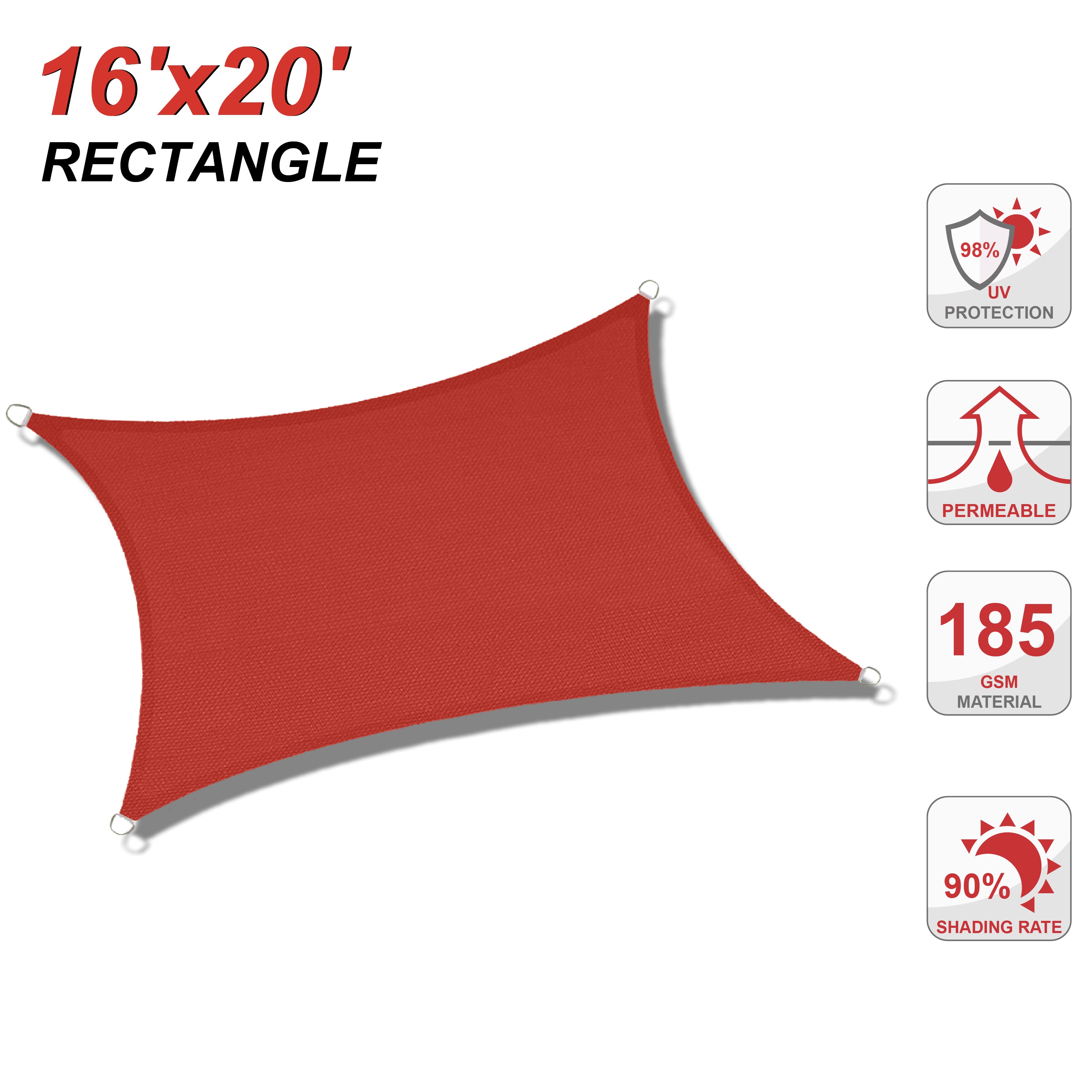 UV Block Sun Shade Sail for Patio, Deck, Backyard(Rectangle)