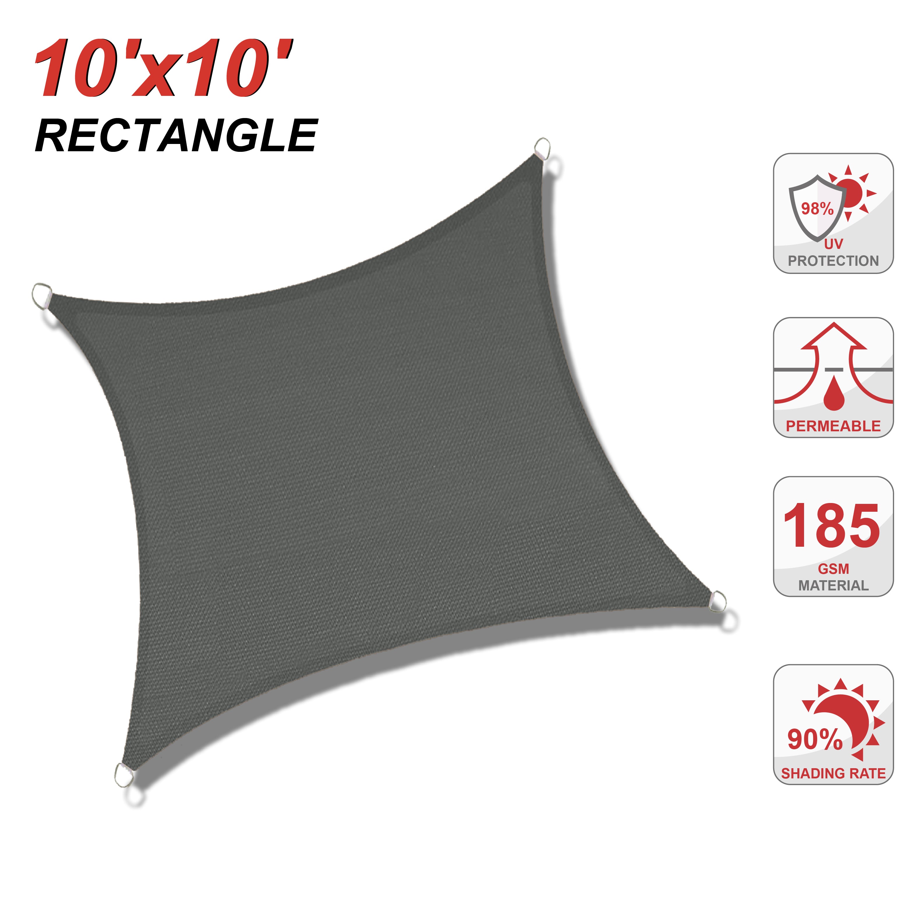 UV Block Sun Shade Sail for Patio, Deck, Backyard(Rectangle)