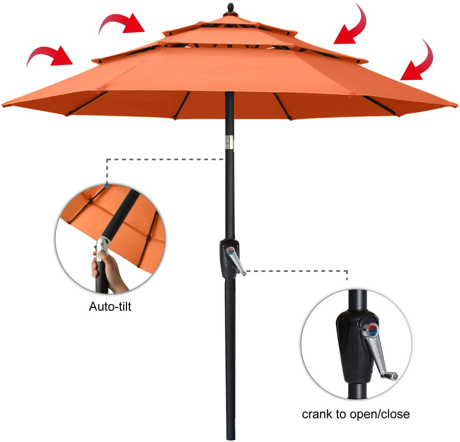 3 Tiers Patio Umbrella Outdoor Table Umbrella