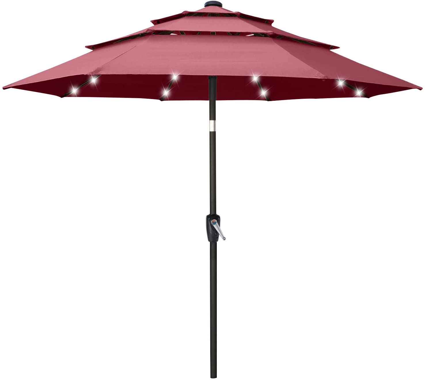 Solar 3 Tiers Patio Umbrella Outdoor with LED