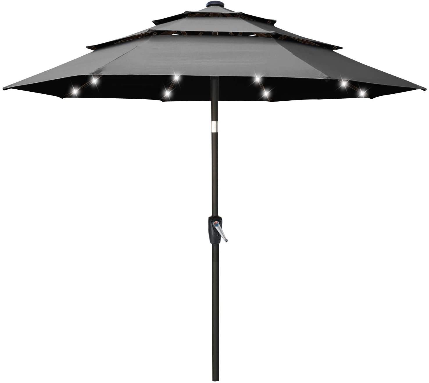 Solar 3 Tiers Patio Umbrella Outdoor with LED