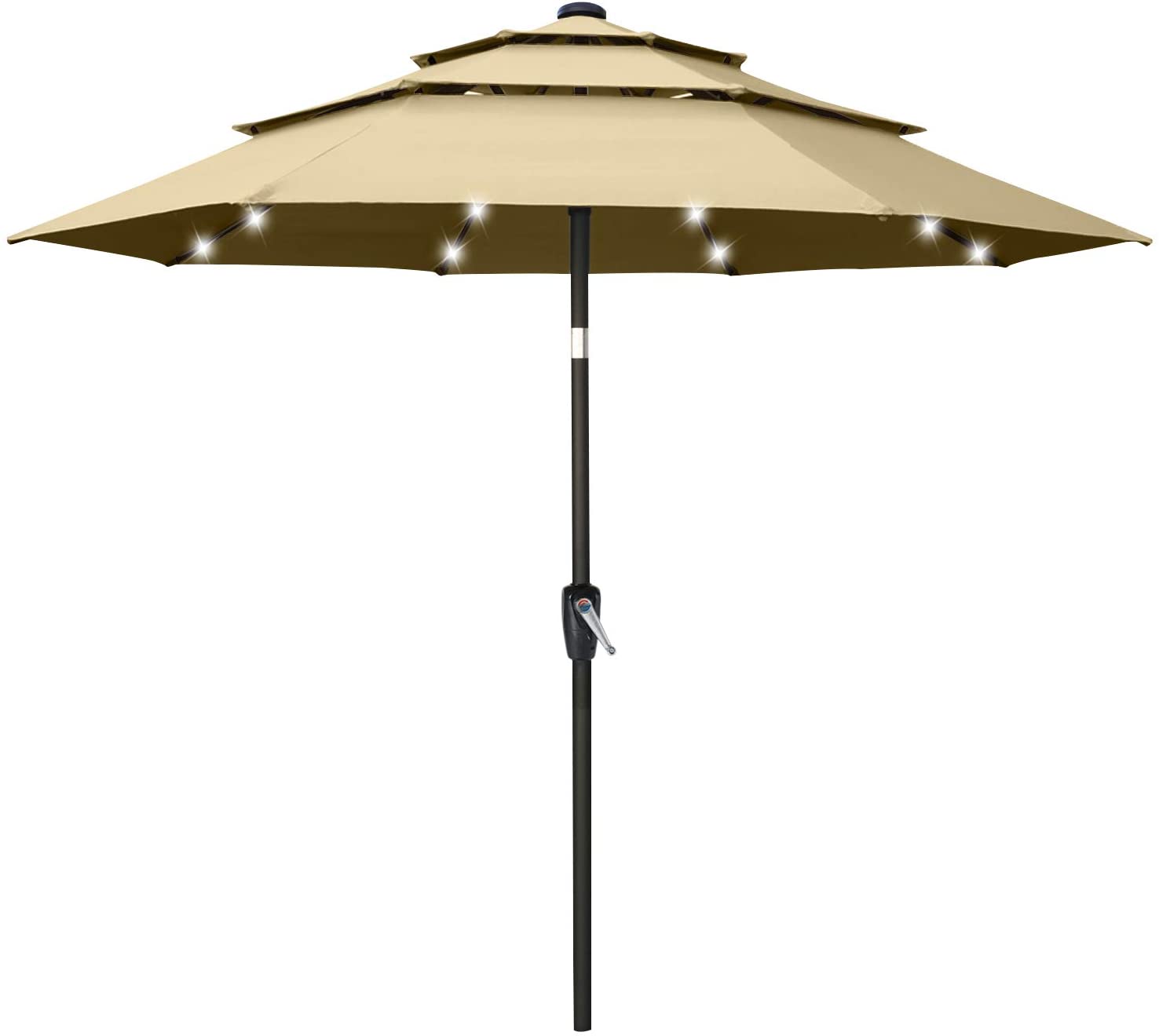 Solar 3 Tiers Patio Umbrella Outdoor with LED