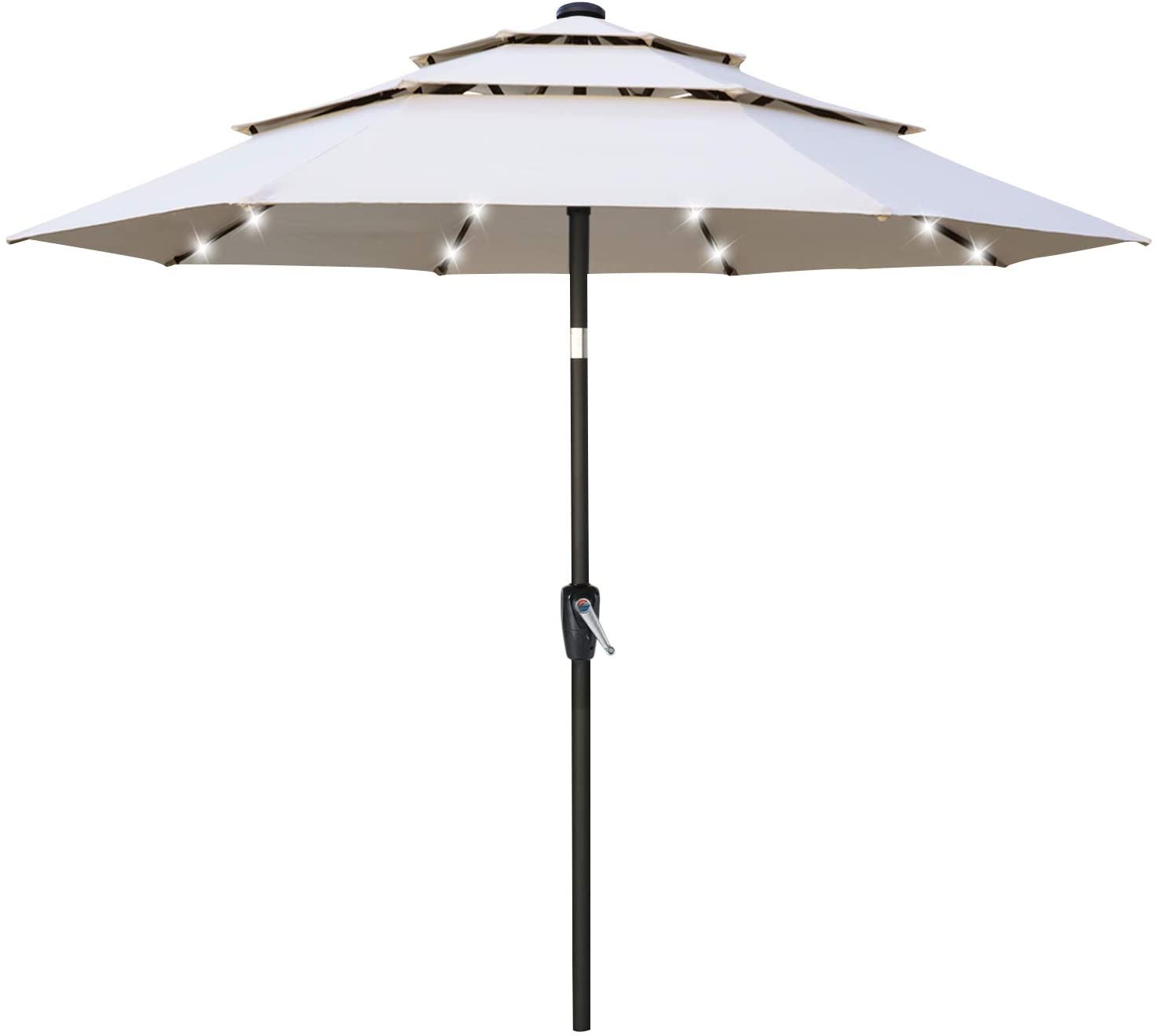 Solar 3 Tiers Patio Umbrella Outdoor with LED