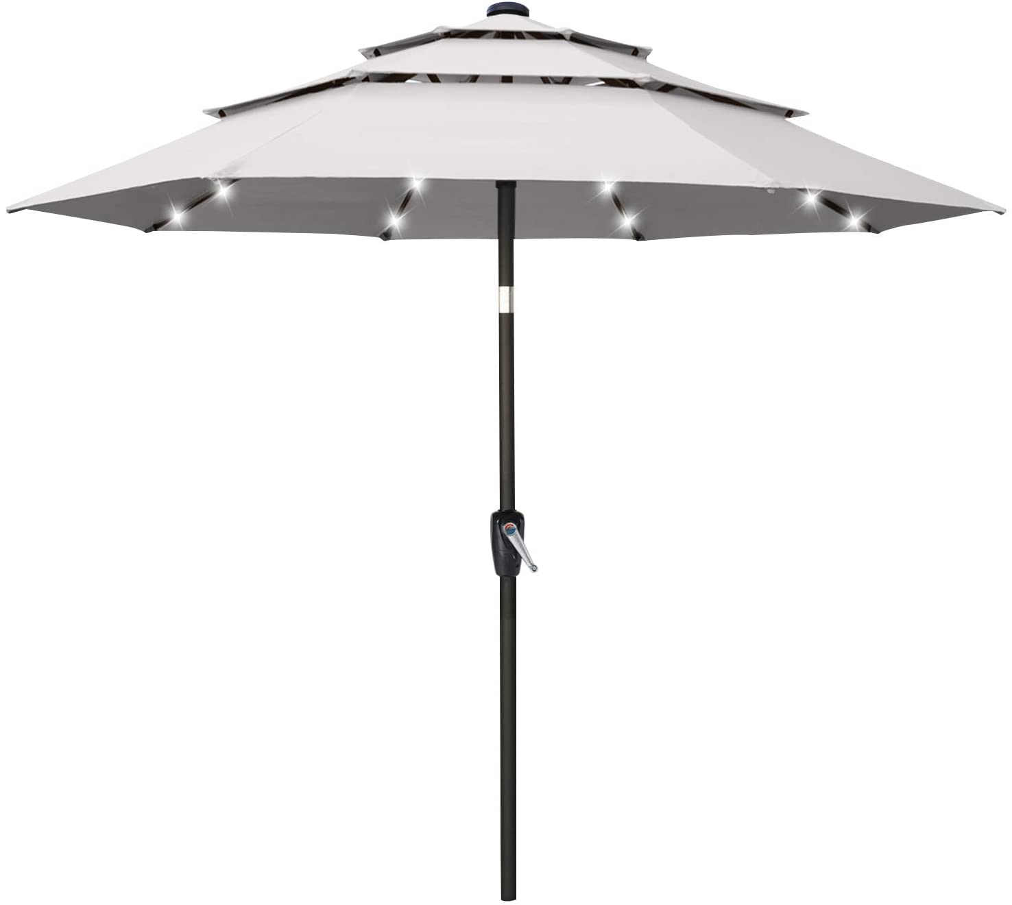 Solar 3 Tiers Patio Umbrella Outdoor with LED