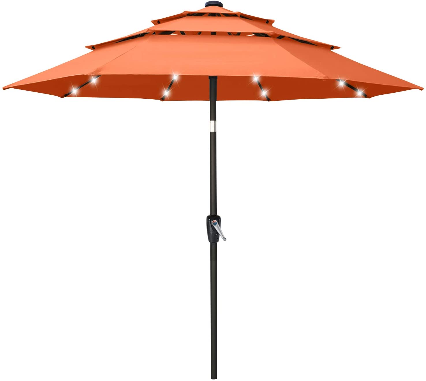 Solar 3 Tiers Patio Umbrella Outdoor with LED