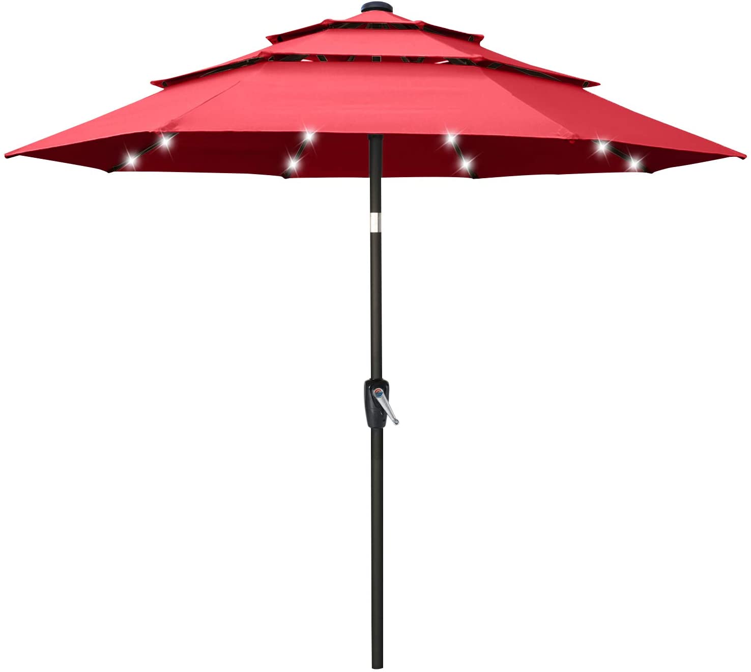 Solar 3 Tiers Patio Umbrella Outdoor with LED