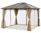 10x10/10x12 Steel Roof Hardtop Gazebo with Privacy Curtains and Netting