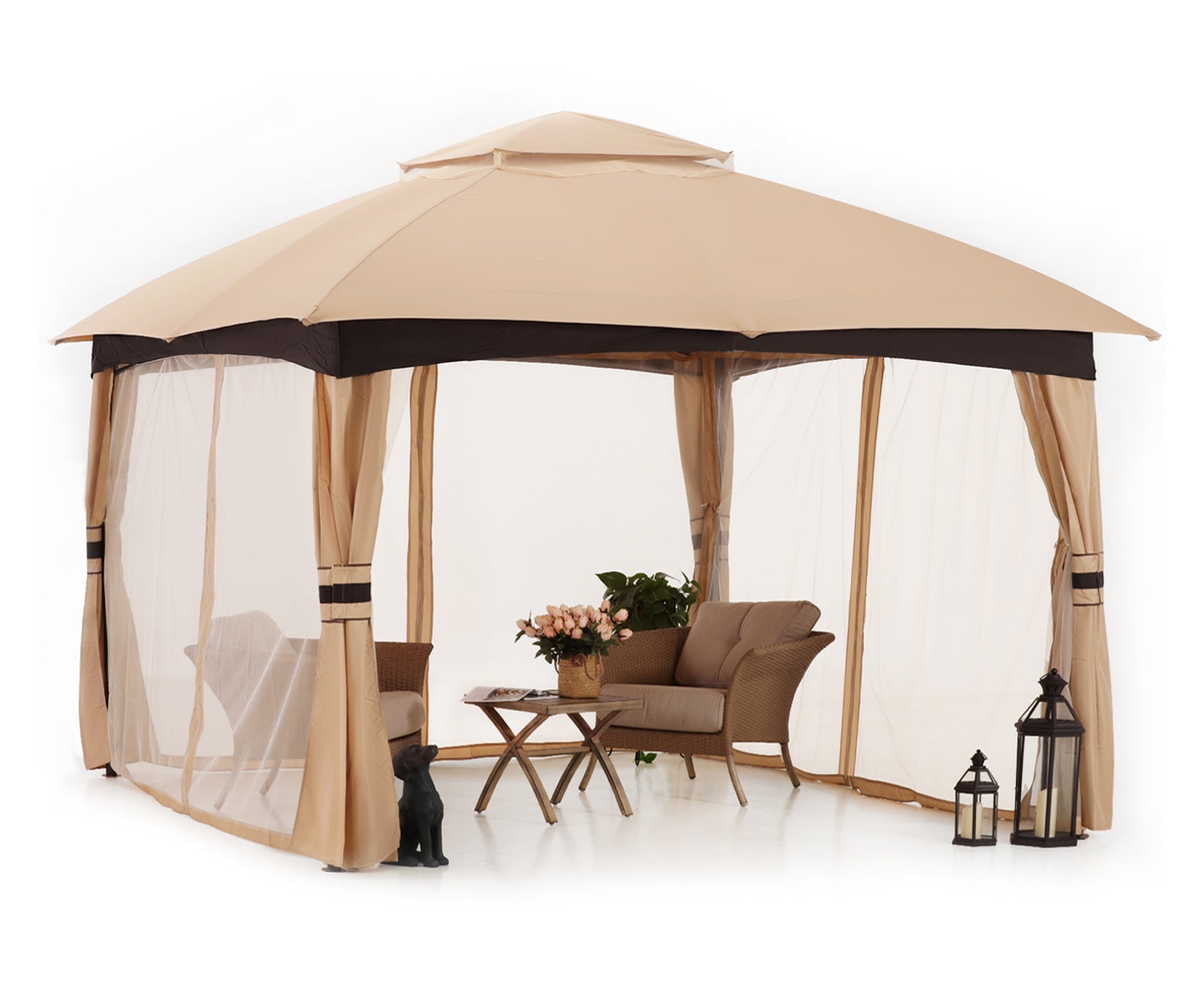 Double Soft-Top Patio Gazebo (Mesh Wall)