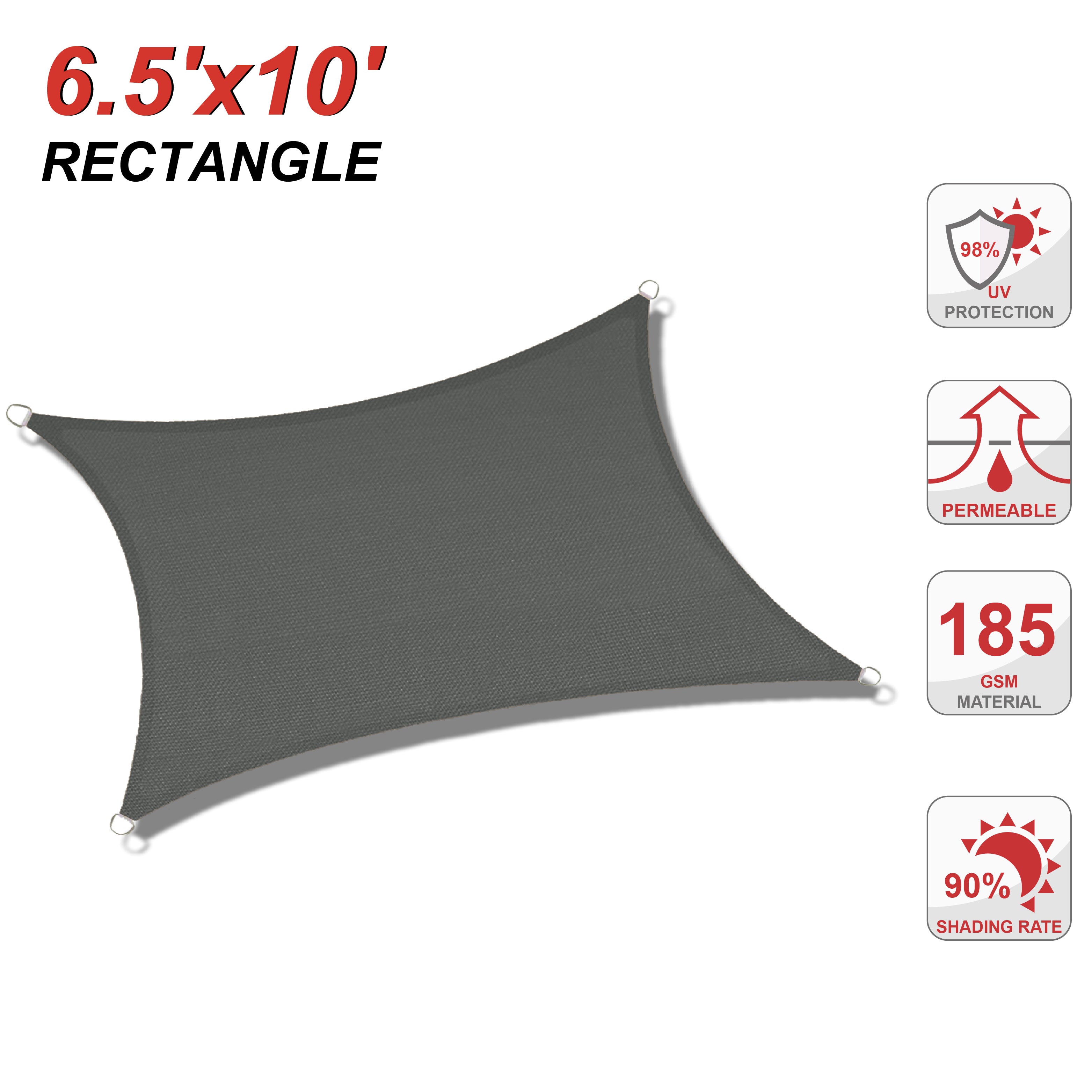 UV Block Sun Shade Sail for Patio, Deck, Backyard(Rectangle)