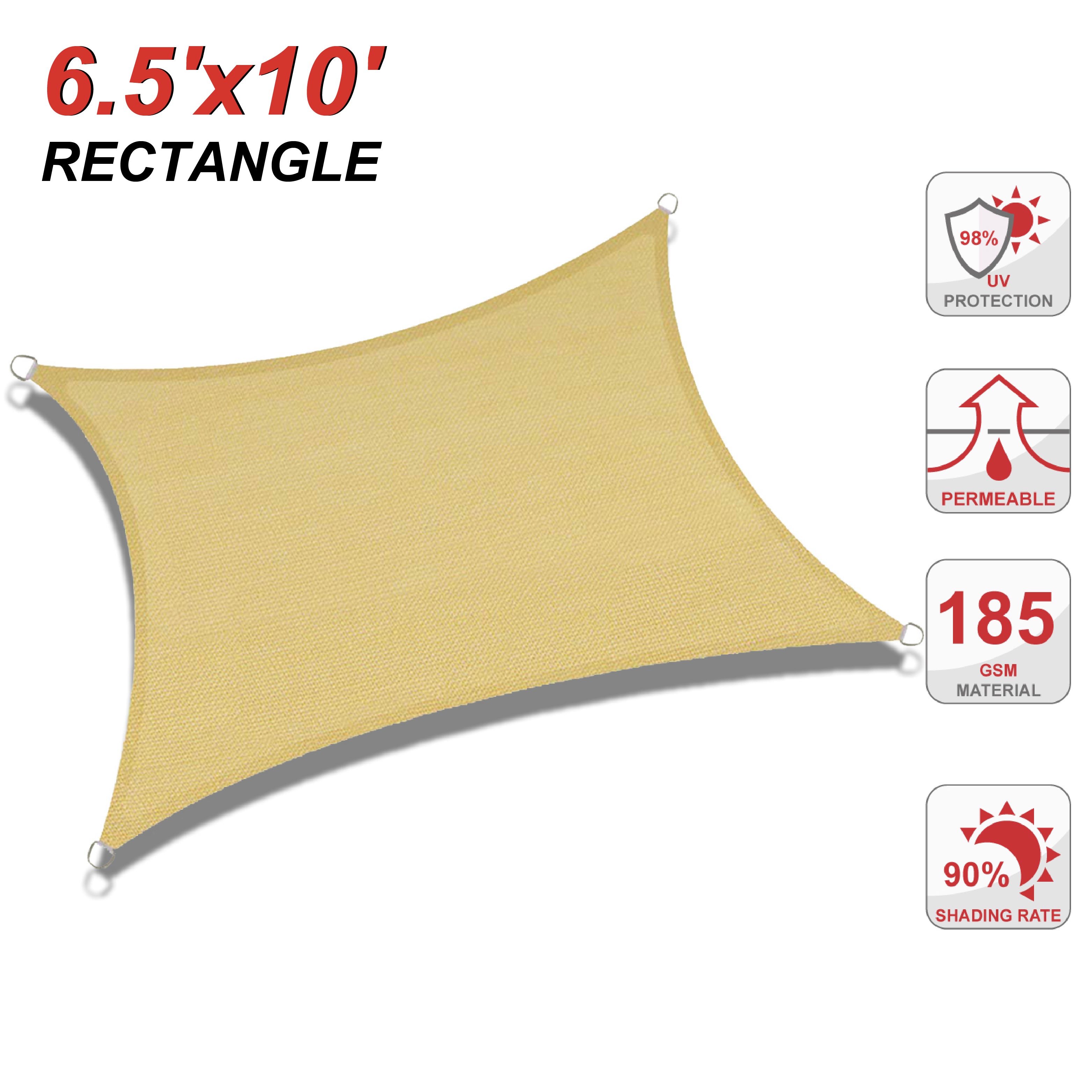 UV Block Sun Shade Sail for Patio, Deck, Backyard(Rectangle)