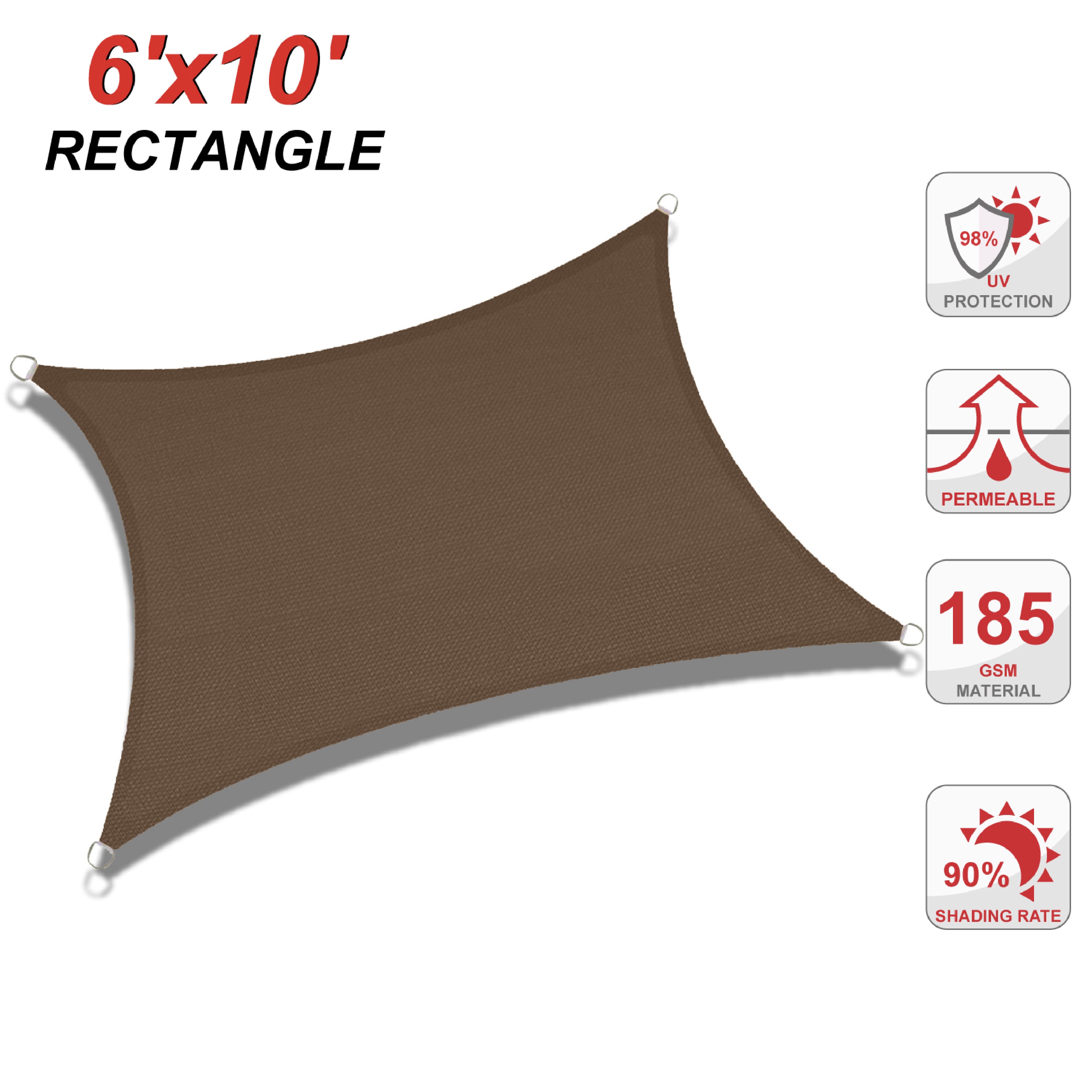 UV Block Sun Shade Sail for Patio, Deck, Backyard(Rectangle)