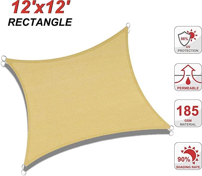 UV Block Sun Shade Sail for Patio, Deck, Backyard(Rectangle)