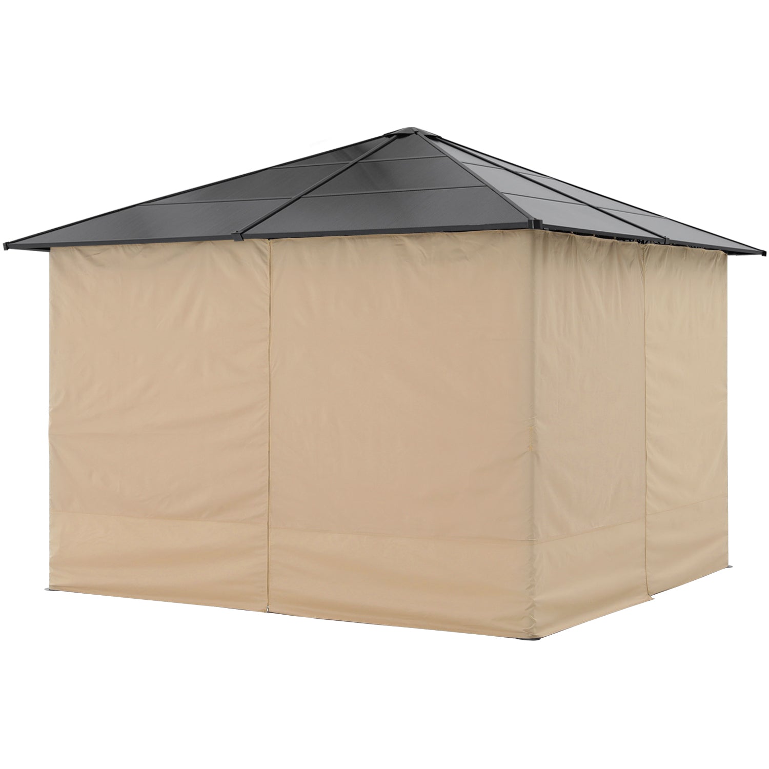 10x10/10x12 Steel Roof Hardtop Gazebo with Privacy Curtains and Netting