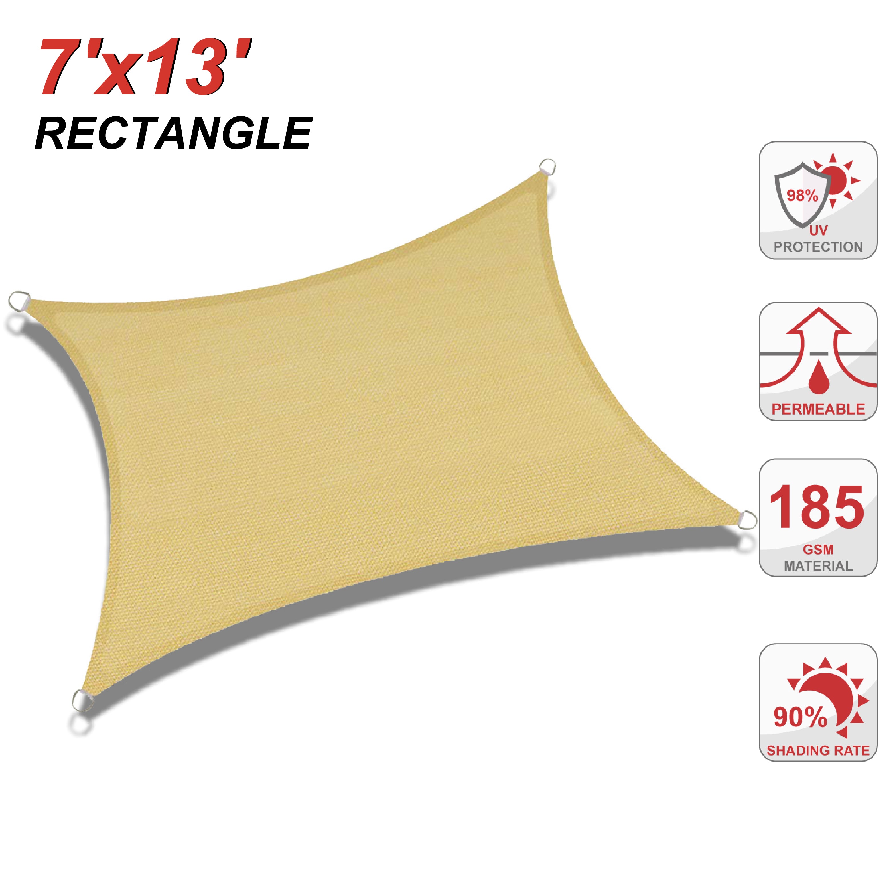UV Block Sun Shade Sail for Patio, Deck, Backyard(Rectangle)