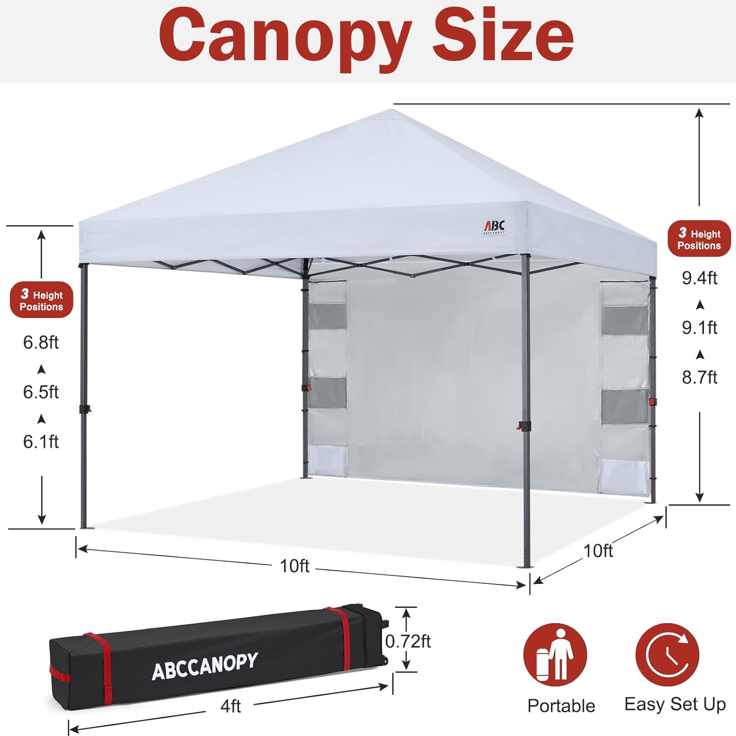 10x10 Pop‑up Canopy Tent with Storage Sidewall