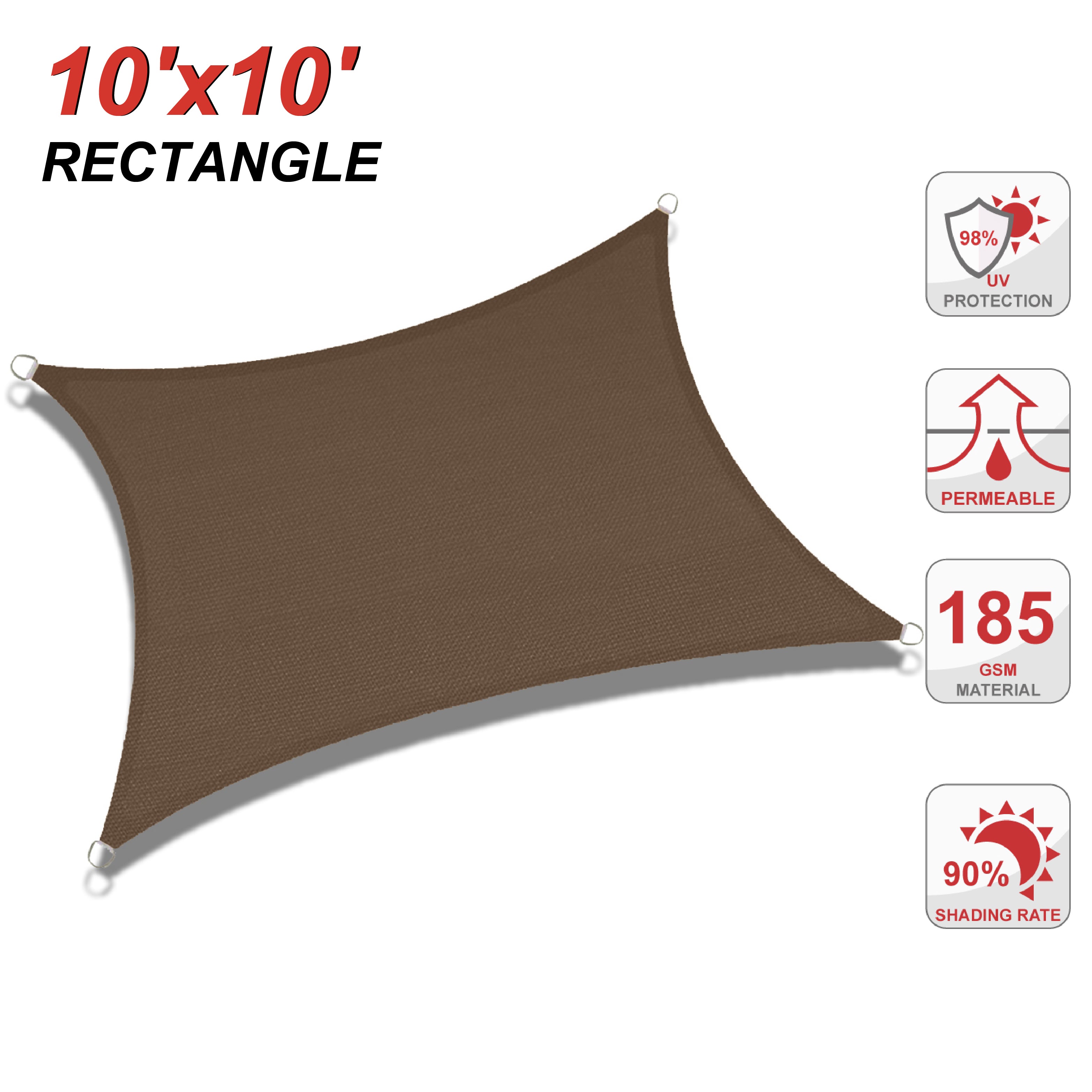 UV Block Sun Shade Sail for Patio, Deck, Backyard(Rectangle)
