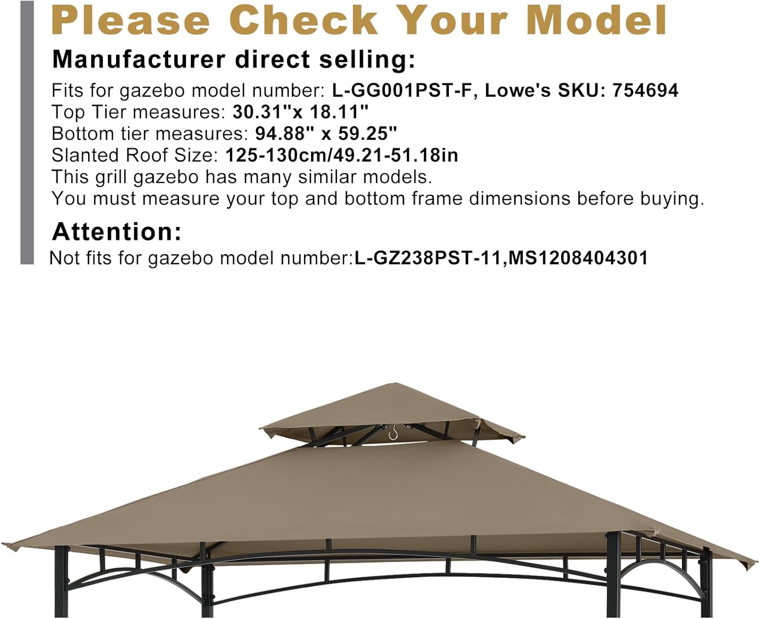 8x5 Grill Shelter Replacement Canopy Roof Only