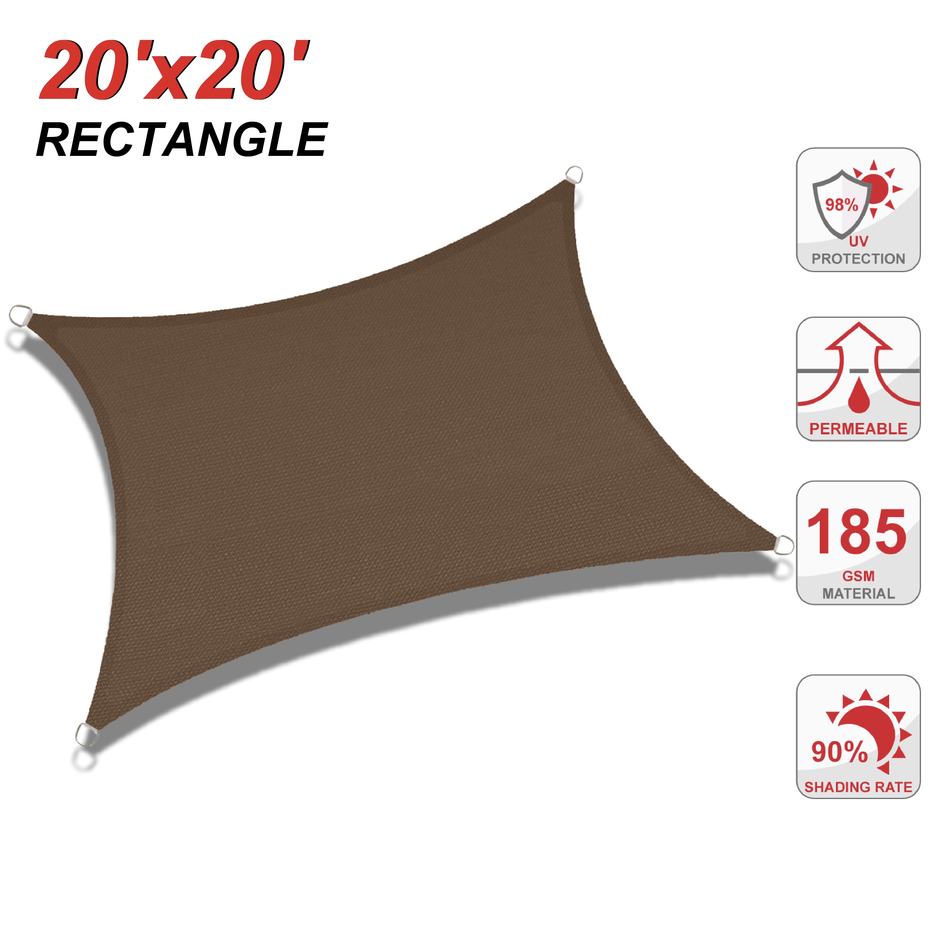 UV Block Sun Shade Sail for Patio, Deck, Backyard(Rectangle)