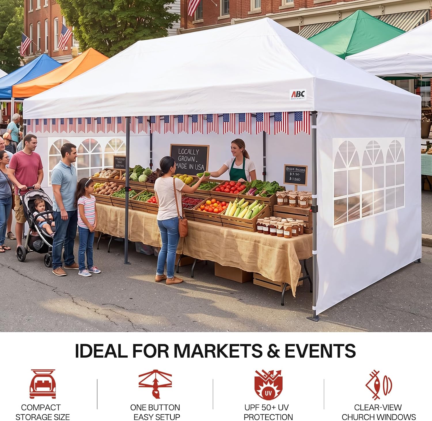 10x20 Pop Up Canopy Tent with Church Window