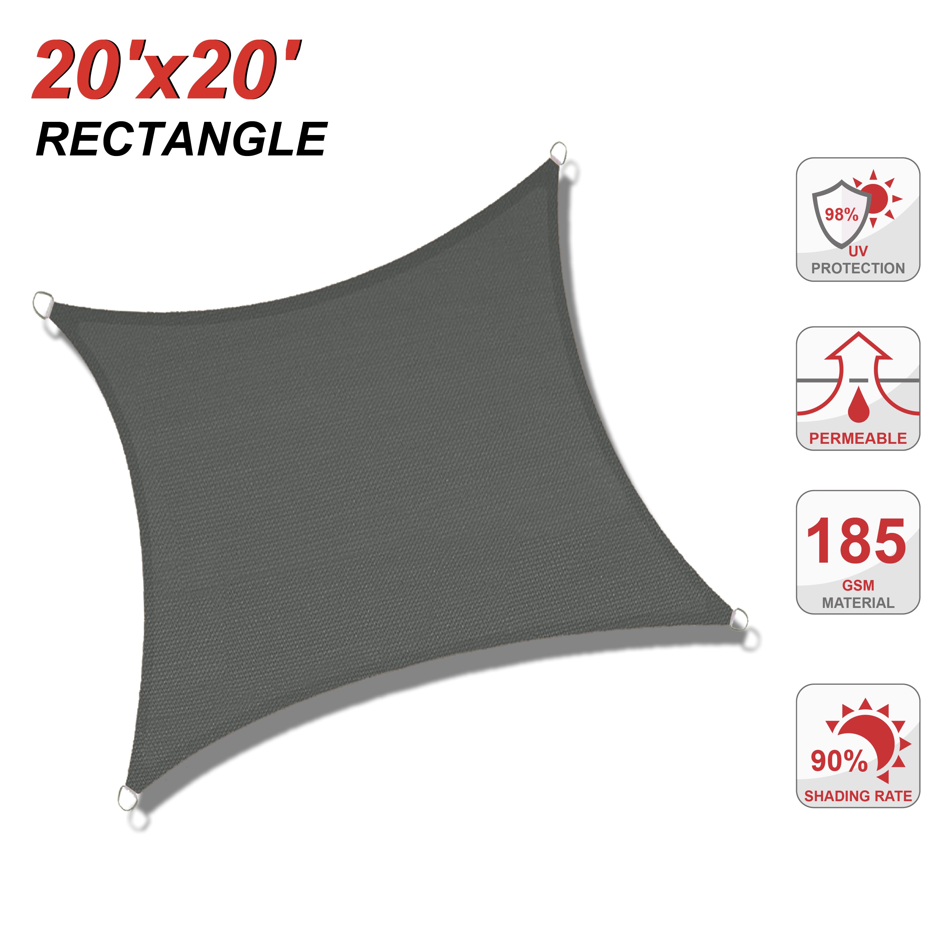 UV Block Sun Shade Sail for Patio, Deck, Backyard(Rectangle)
