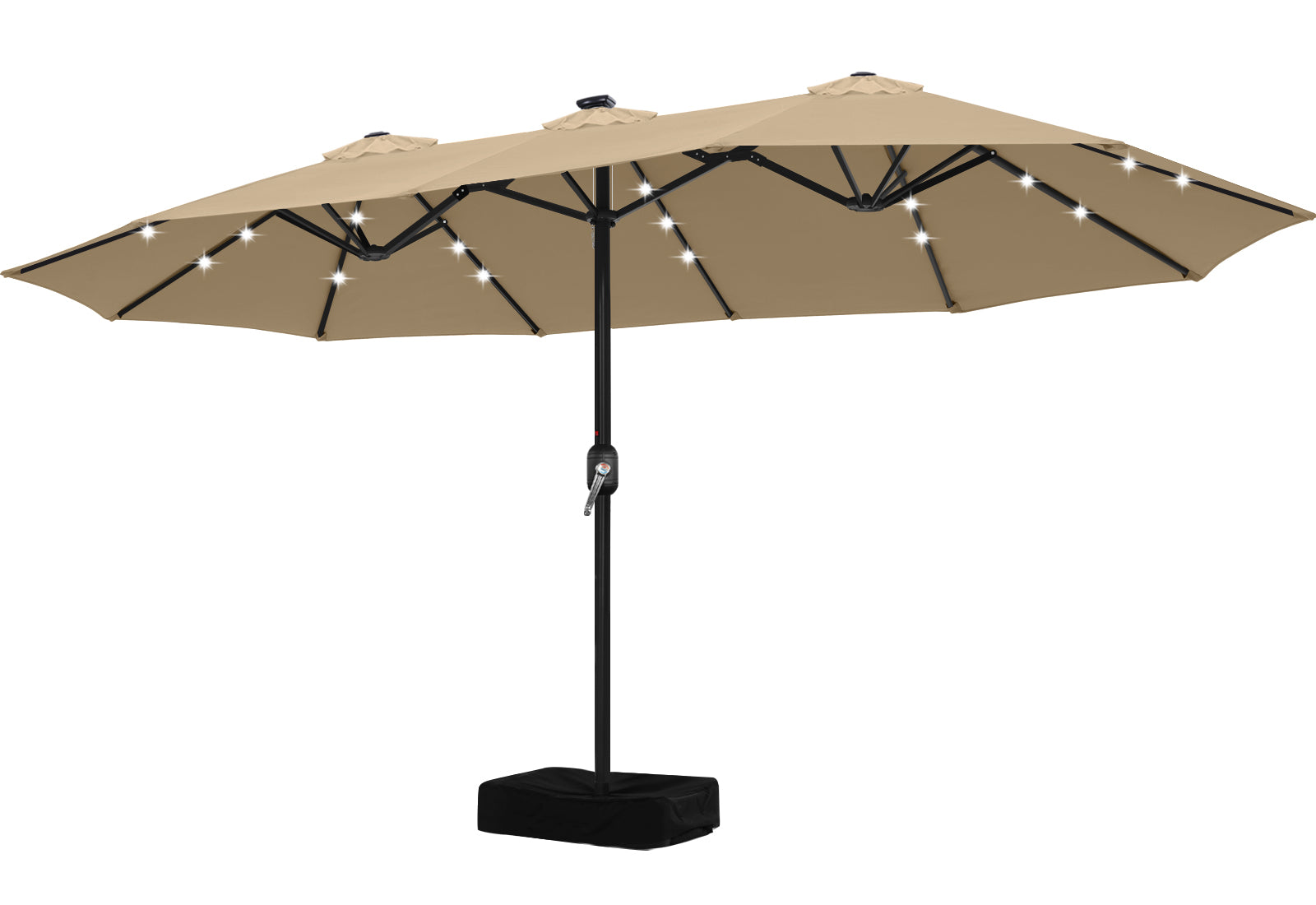 15FT Patio Umbrella with Solar Lights Double-Sided Large Umbrella Outdoor Market Rectangle Umbrellas