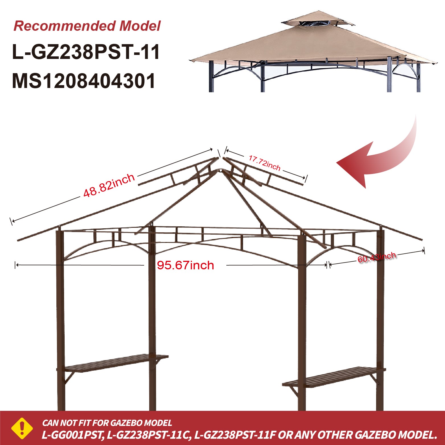 8x5 Grill Shelter Replacement Canopy Roof Only