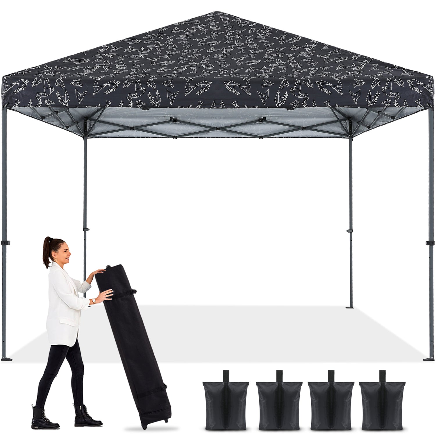 10x10 Outdoor Easy Pop‑up Canopy Tent with Graphic Print