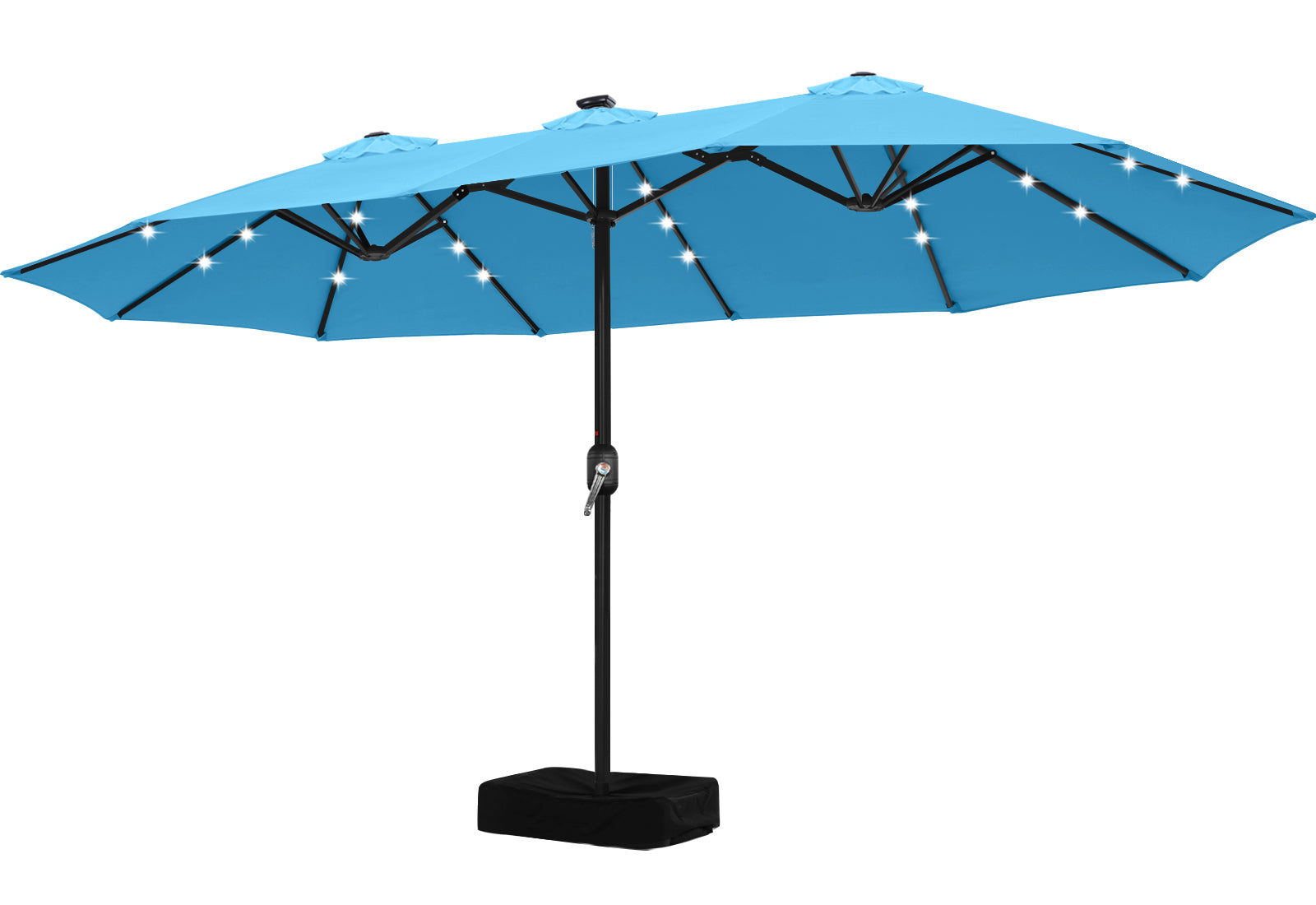 15FT Patio Umbrella with Solar Lights Double-Sided Large Umbrella Outdoor Market Rectangle Umbrellas