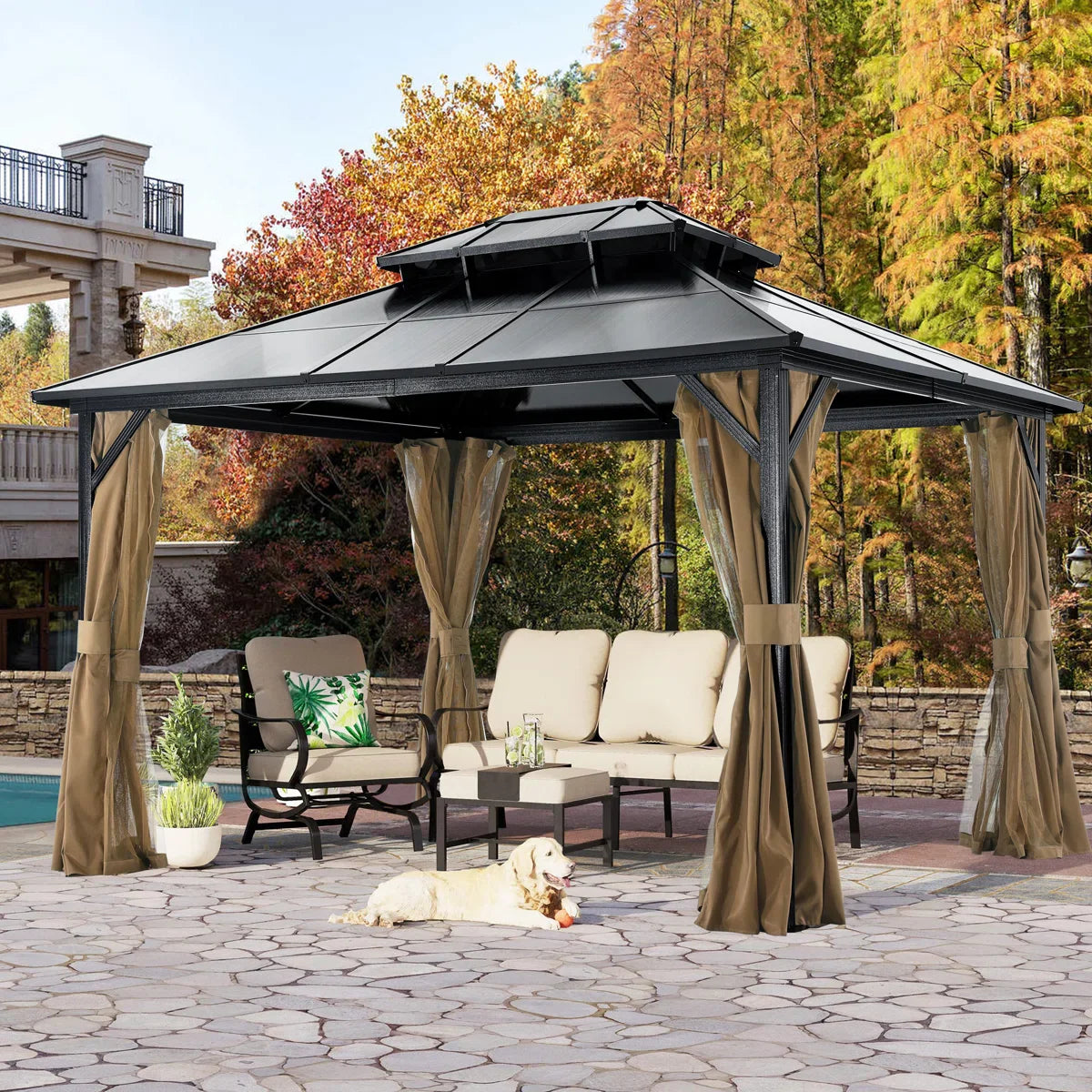 ABCCANOPY 10x12 Aluminum Patio Gazebo Double Roof Hardtop