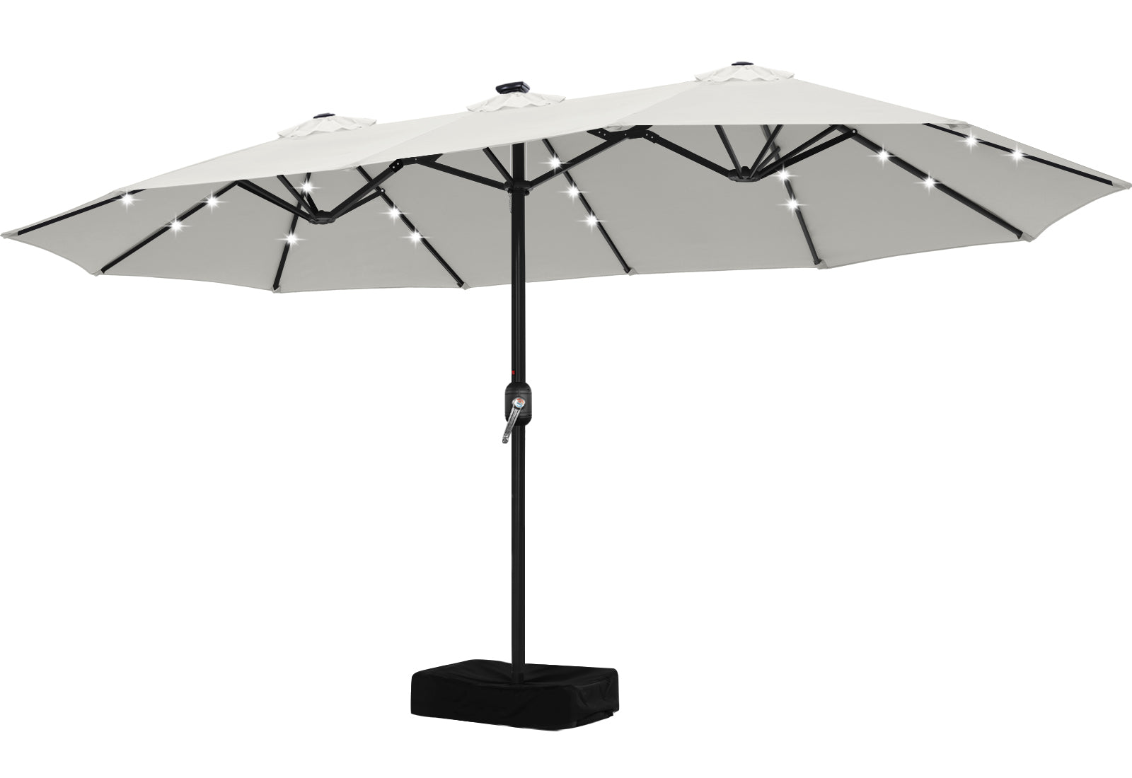 15FT Patio Umbrella with Solar Lights Double-Sided Large Umbrella Outdoor Market Rectangle Umbrellas