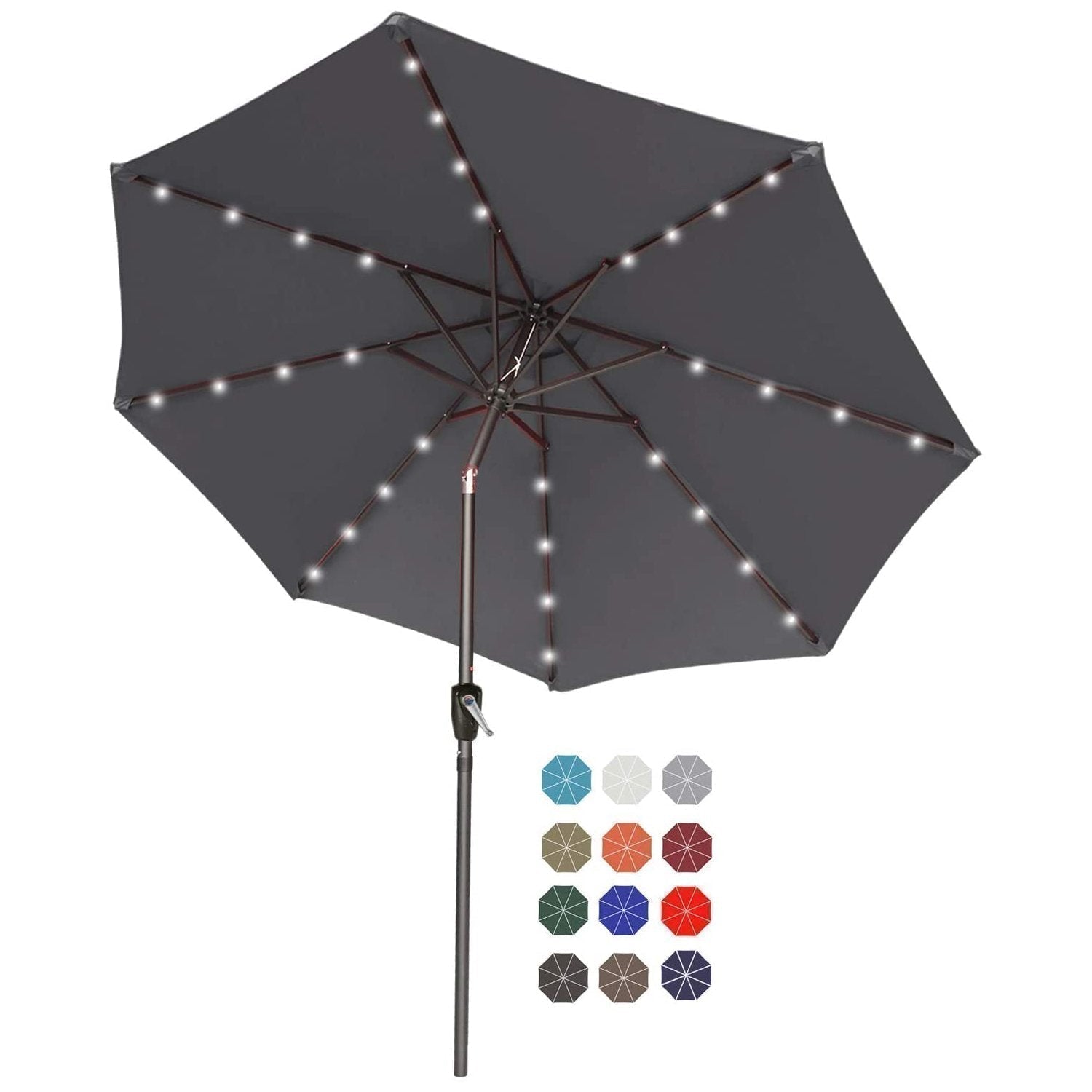 Patio Solar Umbrella Outdoor with 32LED Lights