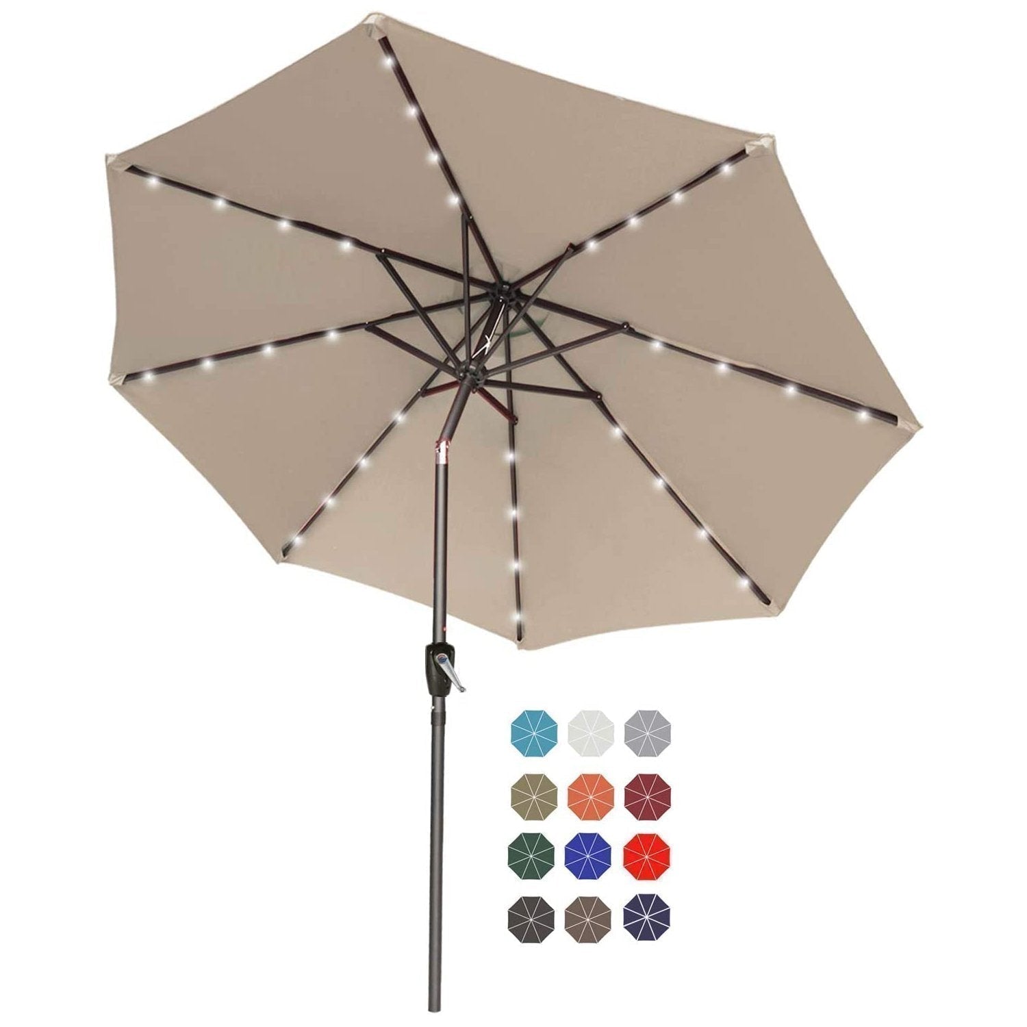 Patio Solar Umbrella Outdoor with 32LED Lights