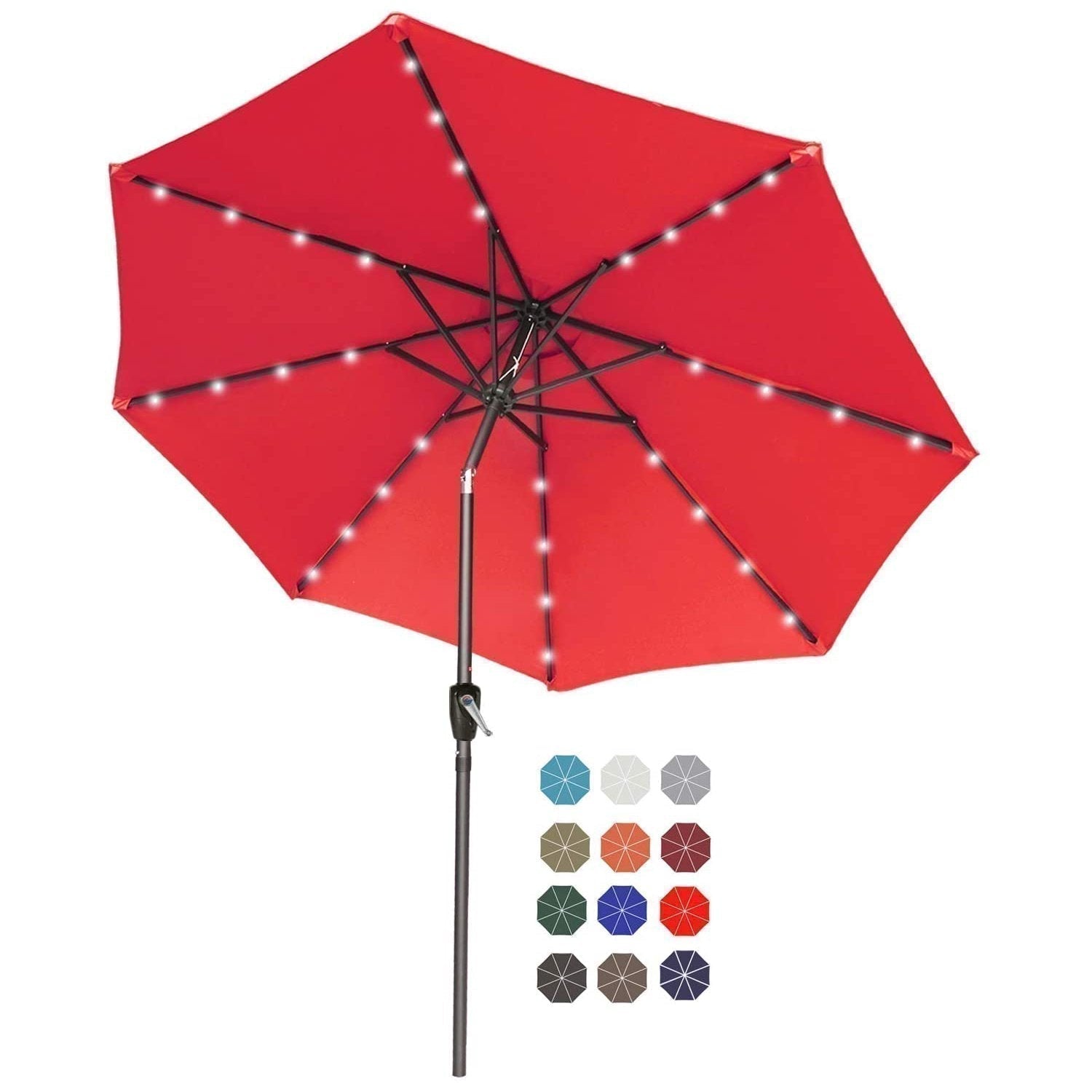 Patio Solar Umbrella Outdoor with 32LED Lights