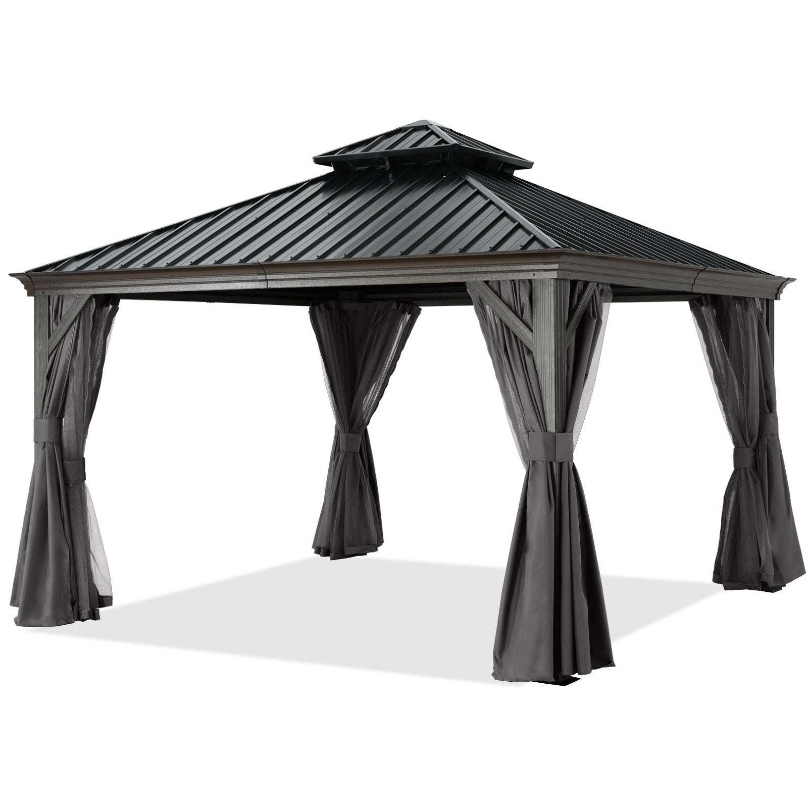 Hardtop Gazebo - Outdoor permanent double top gazebo and Netting