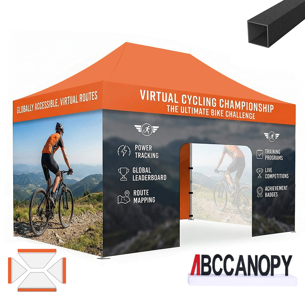 ABCCANOPY 10x15 S1/S2/S3/S4 Professional Custom Canopy Tent S1 Steel Hex / 2 Peaks & 2 Valances / +1 Back Wall
